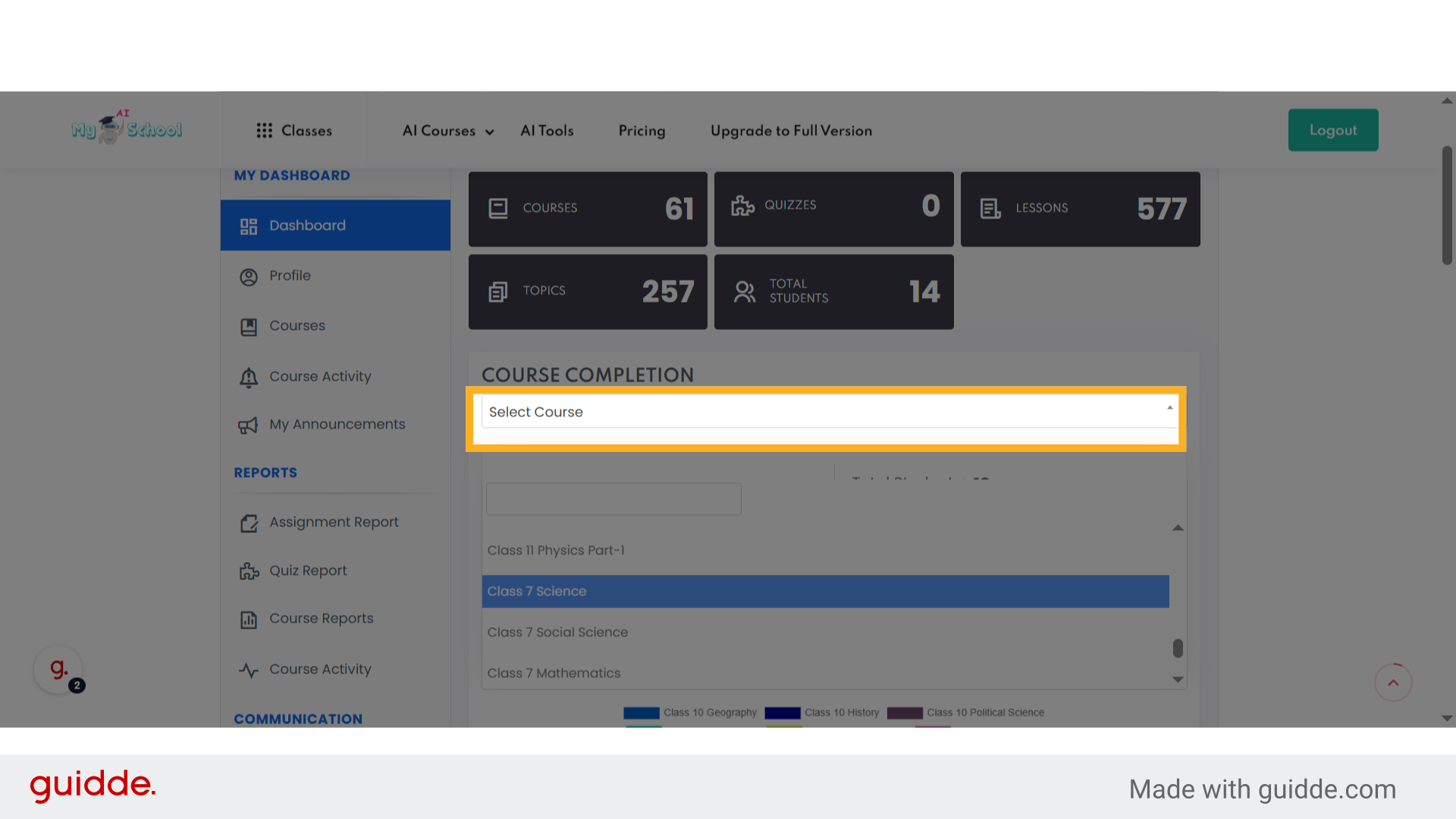 Select 'Class 7 Science'