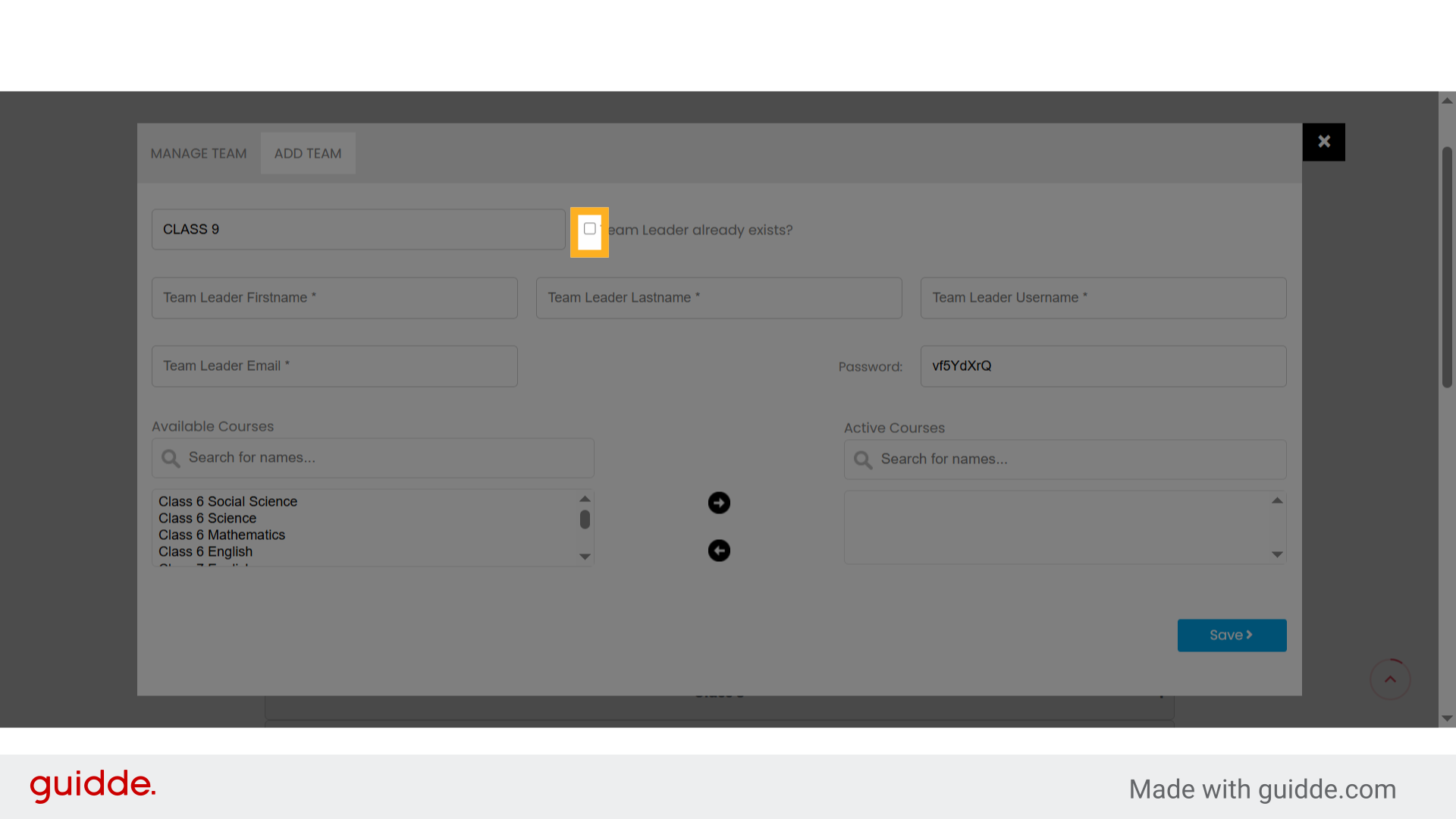 Click 'Team Leader already exists?'