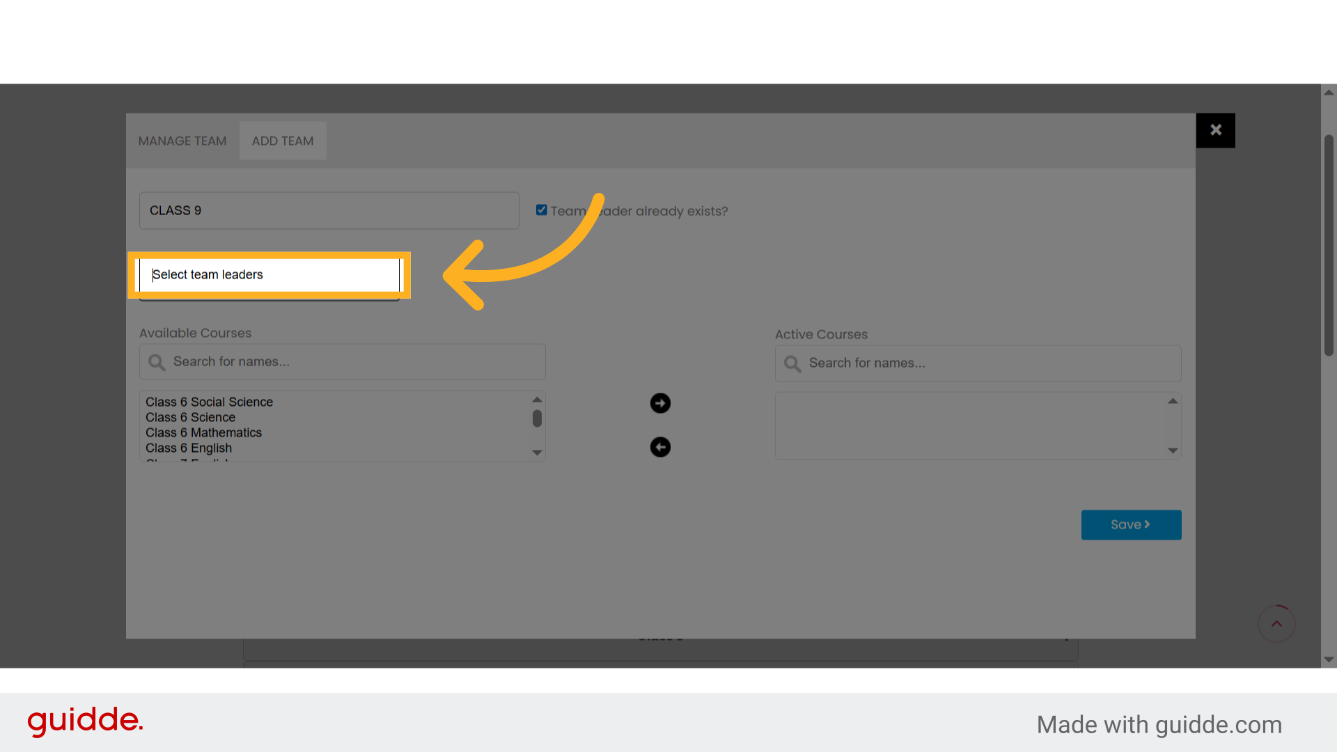 Click 'Select team leaders'