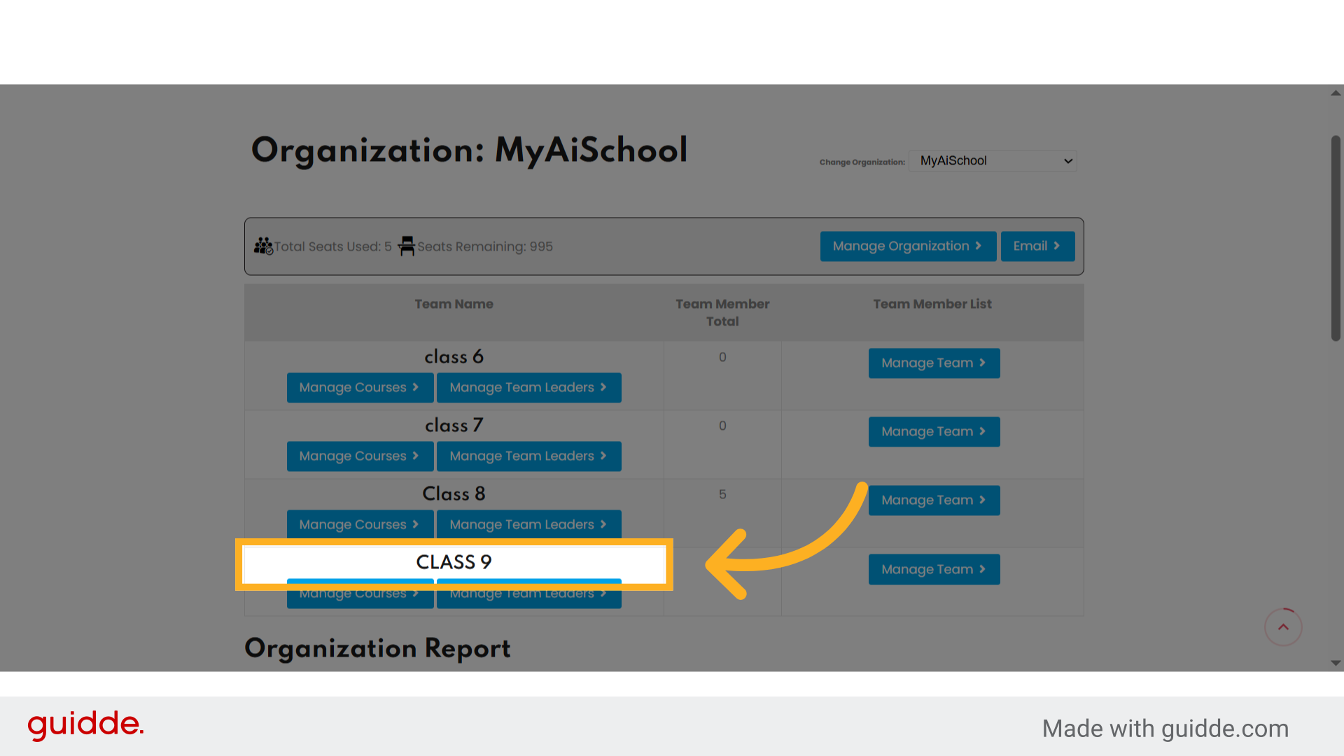 Team is now Listed under your organization.