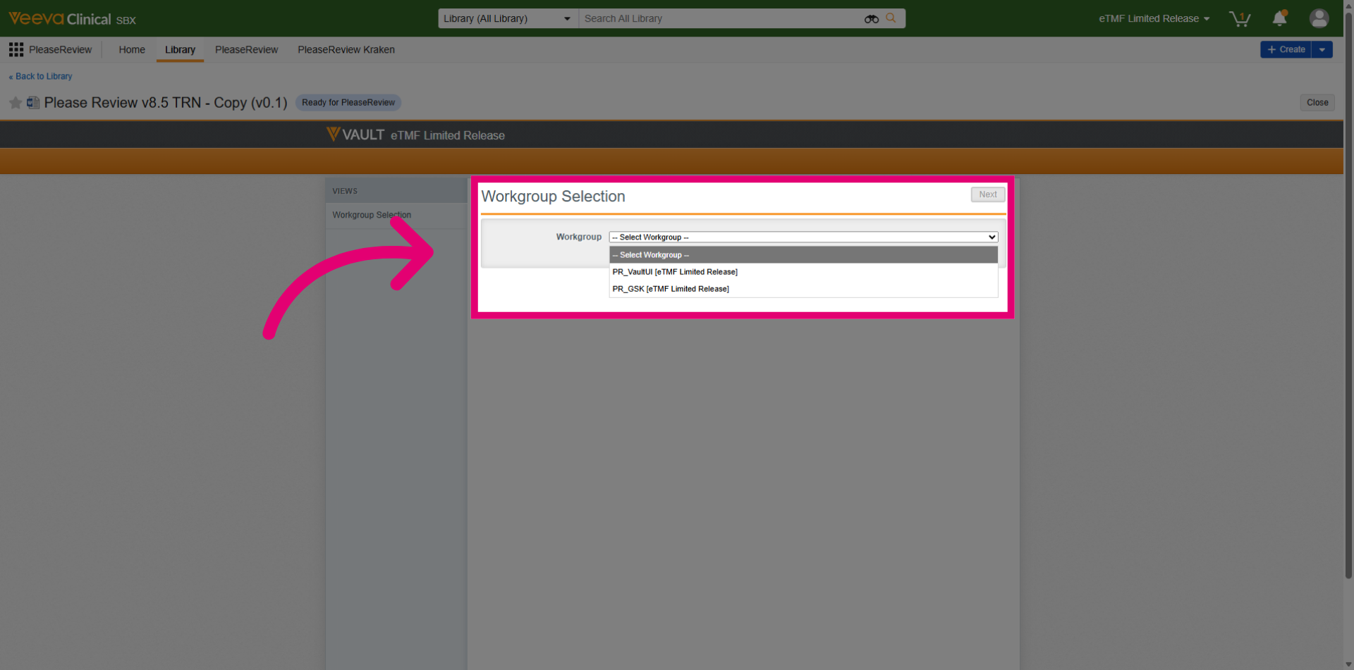 Open Workgroup Selection