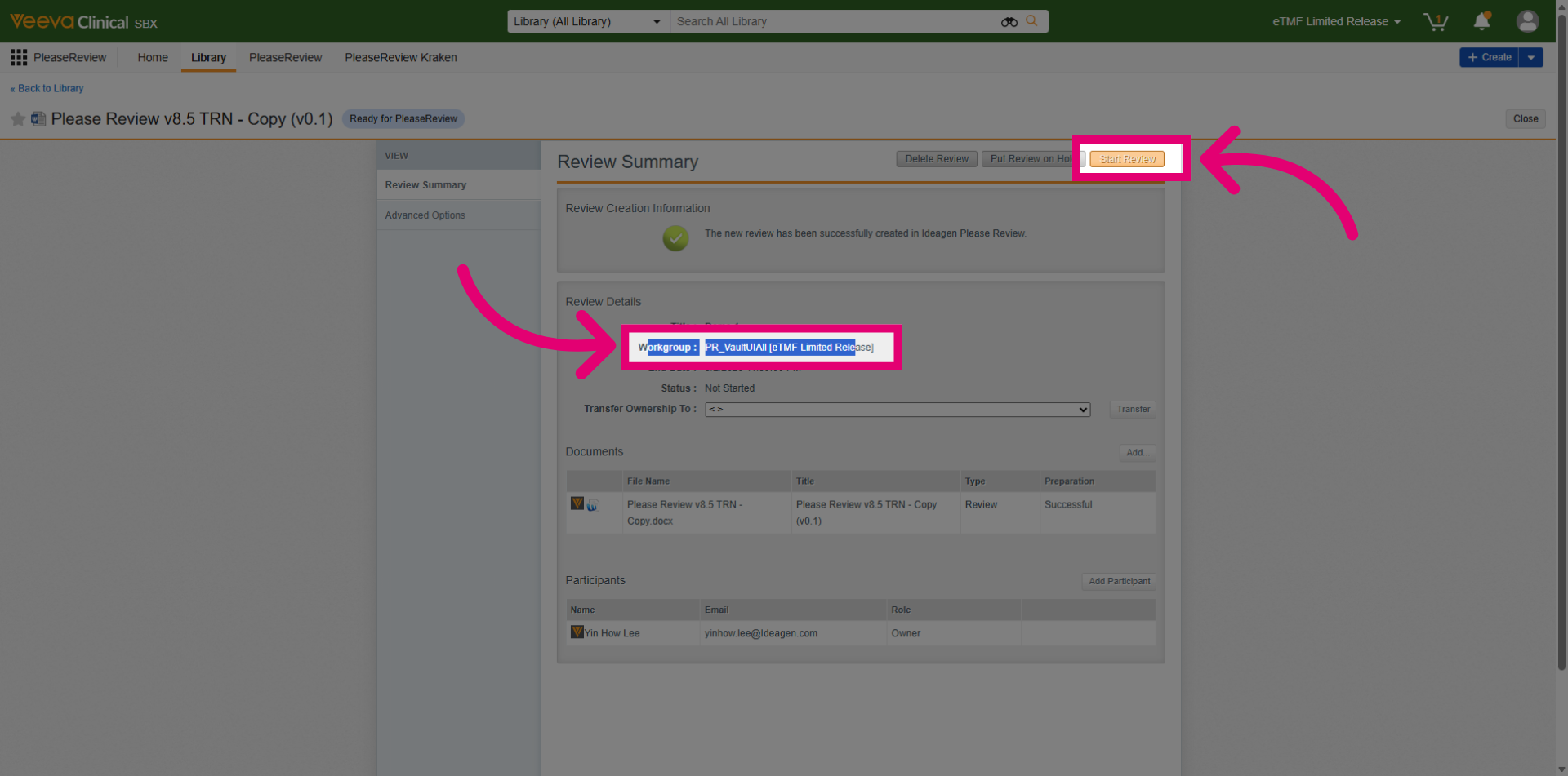 Start Review Process