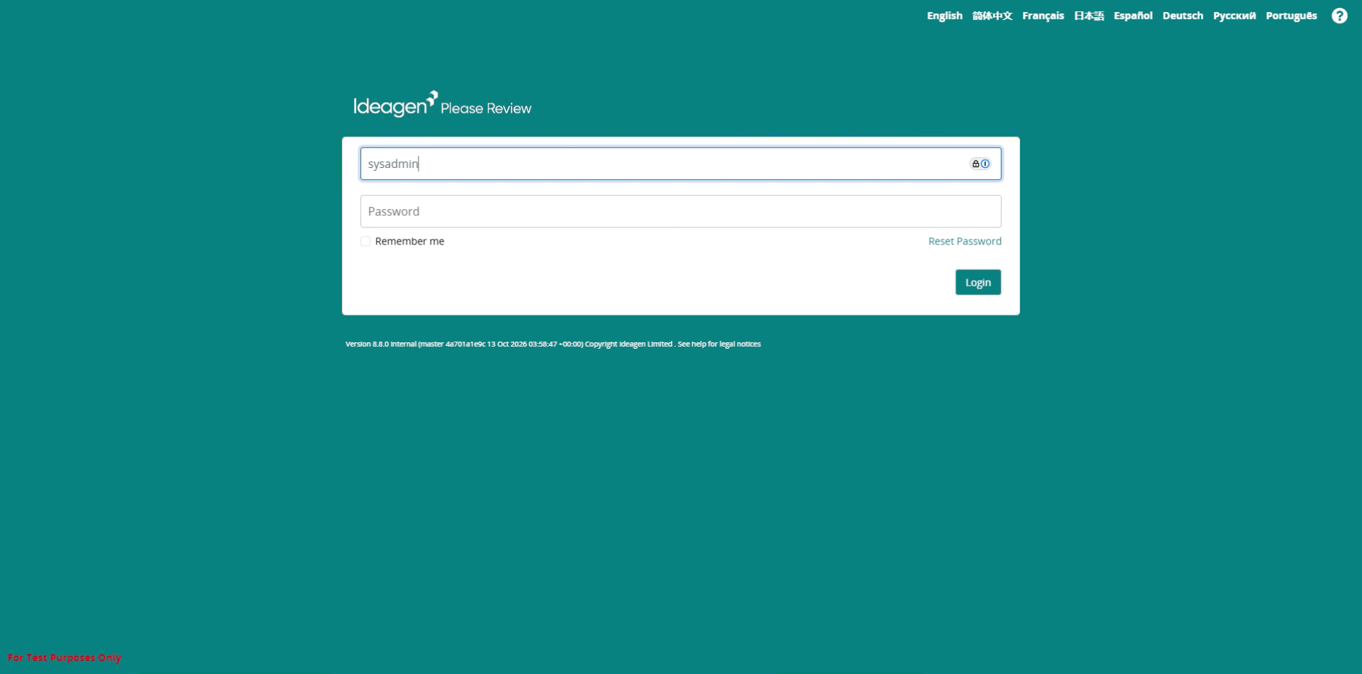 Log in as sysadmin