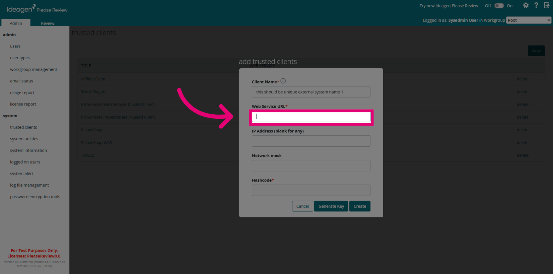 Web Service URL