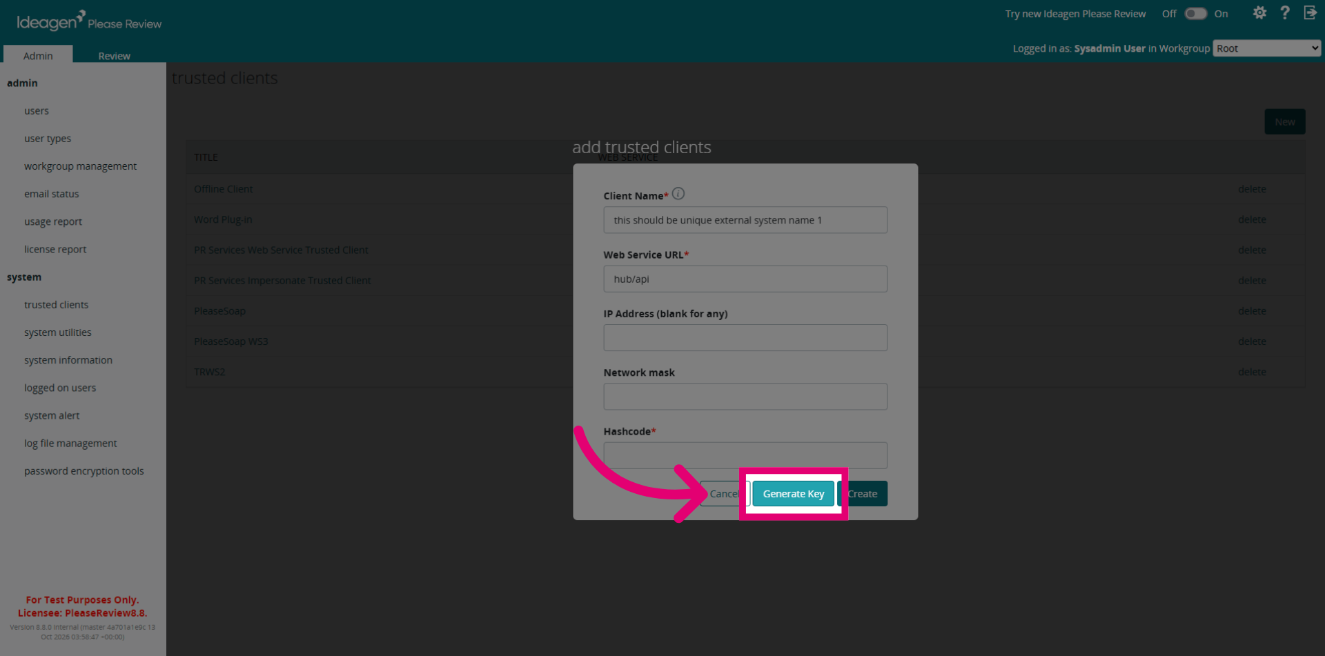 Generate Access Key