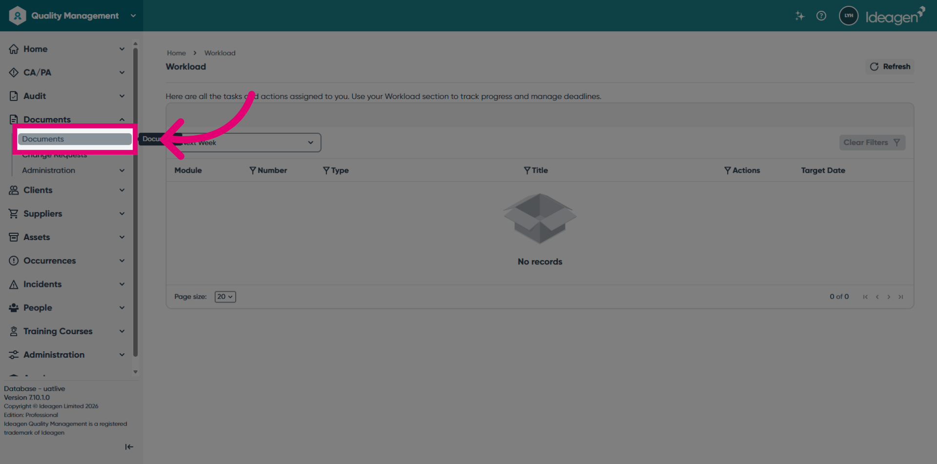 Access Documents Section