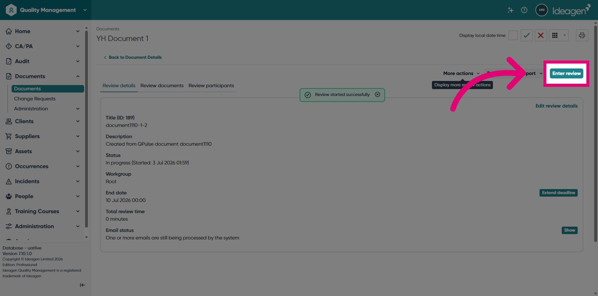 Continue Review Process