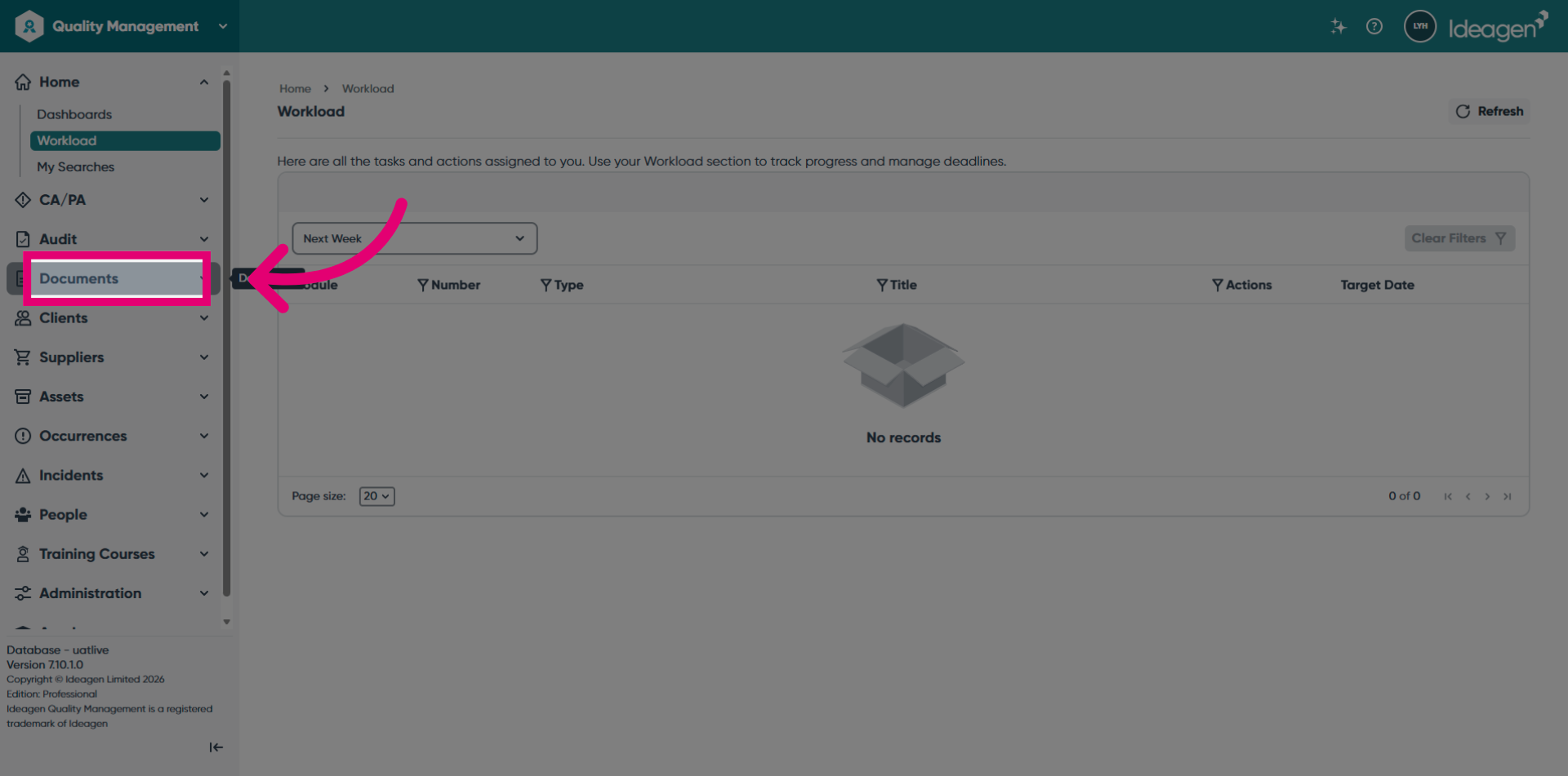 Navigate To Documents Tab