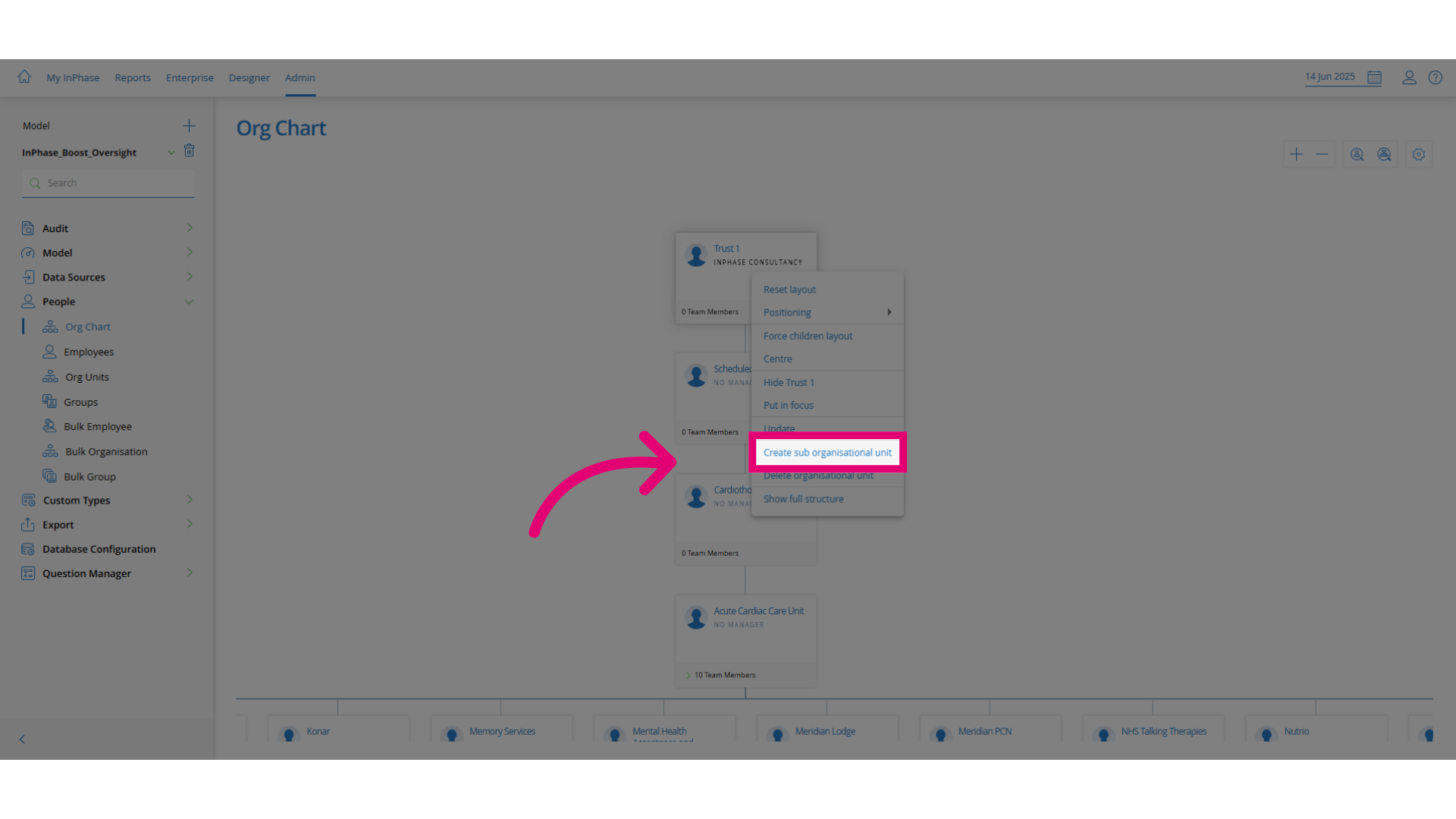 Click the required action
