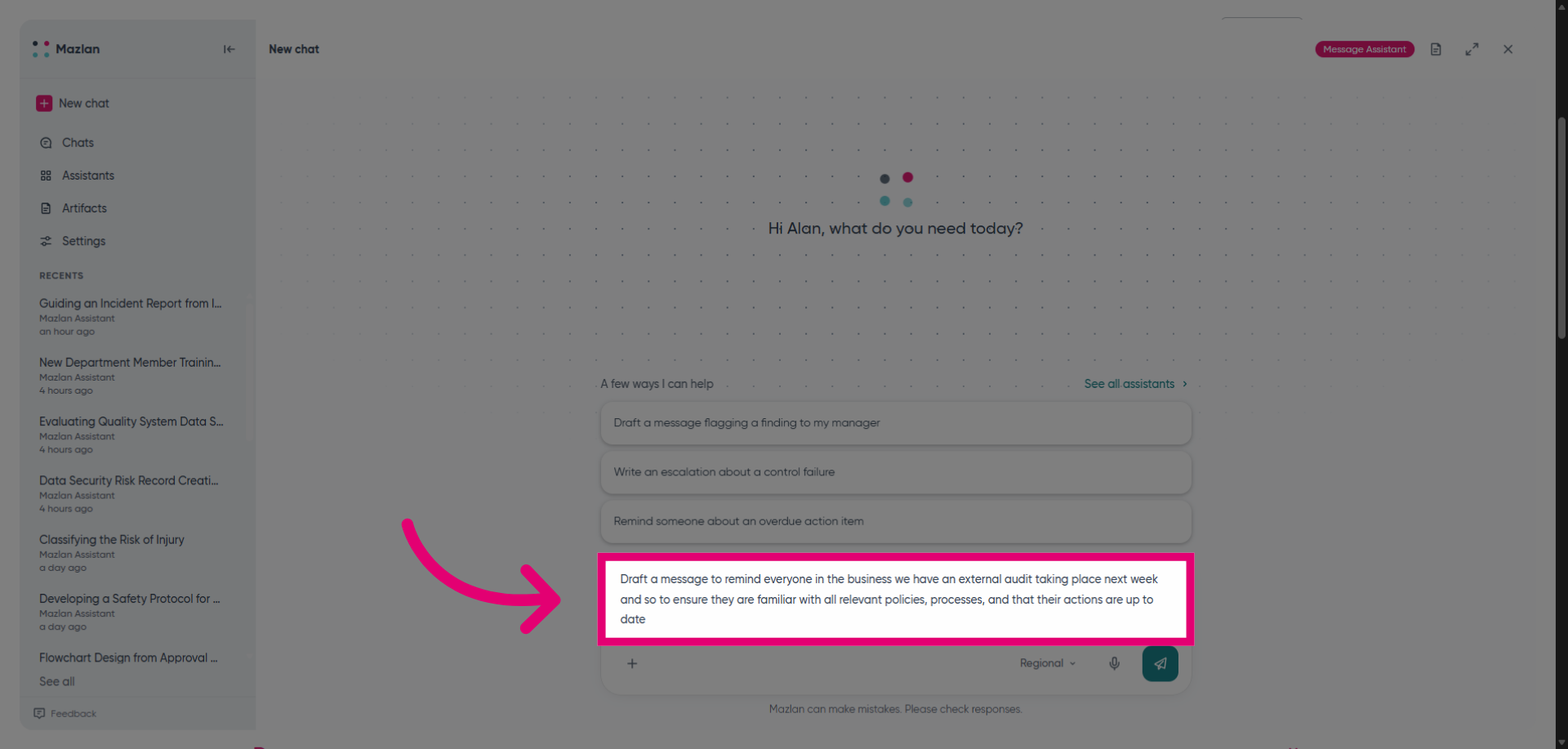 Select Drafted Message