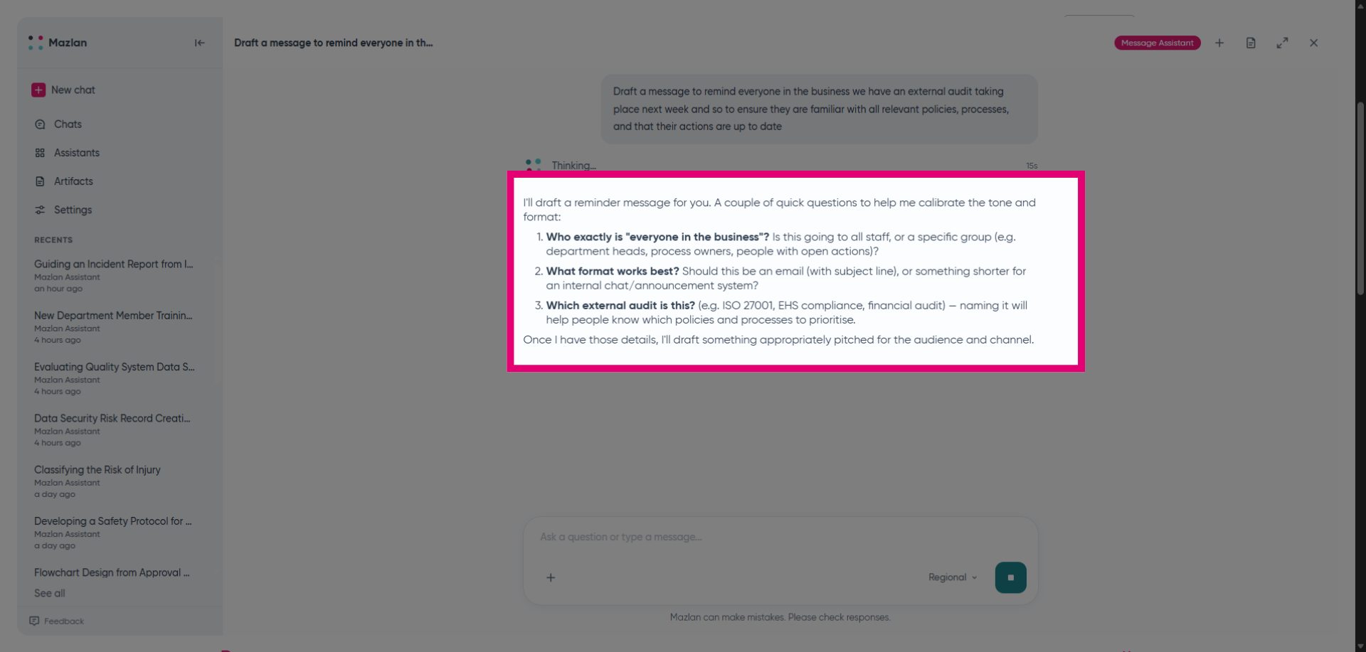 Reactivate Message Input Field