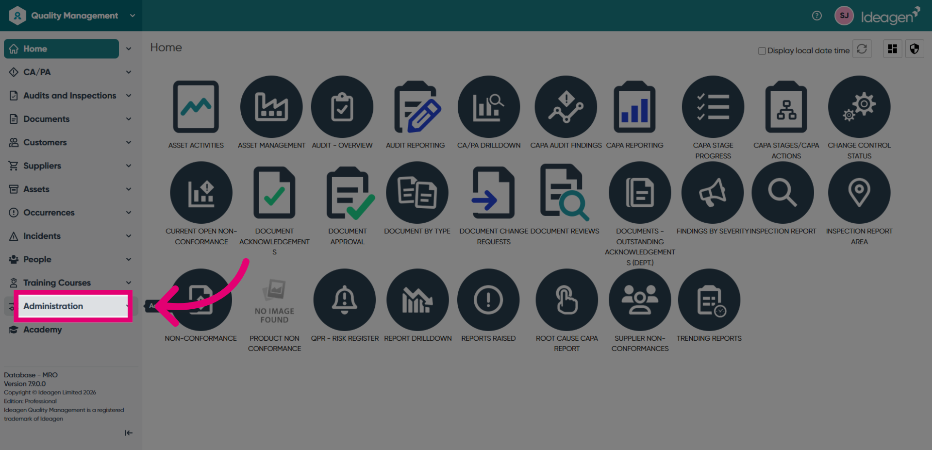 Navigate To Administration