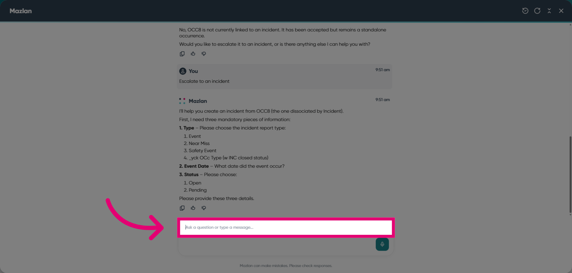 Select Message Input Field