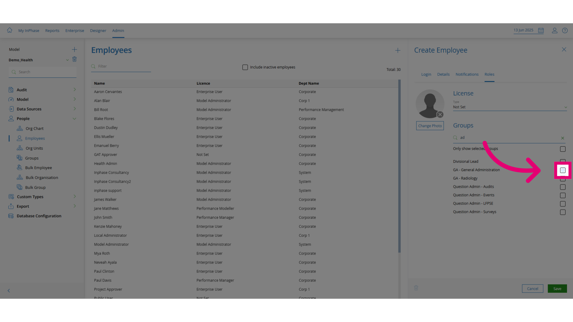 Select the roles