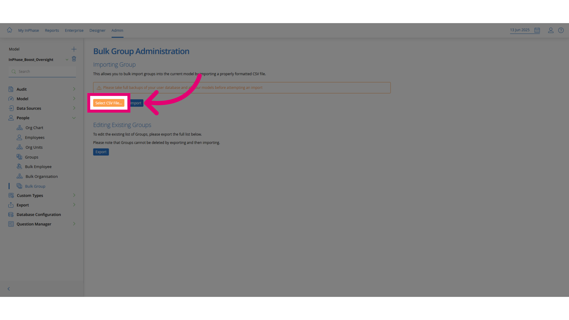 Click Select CSV File