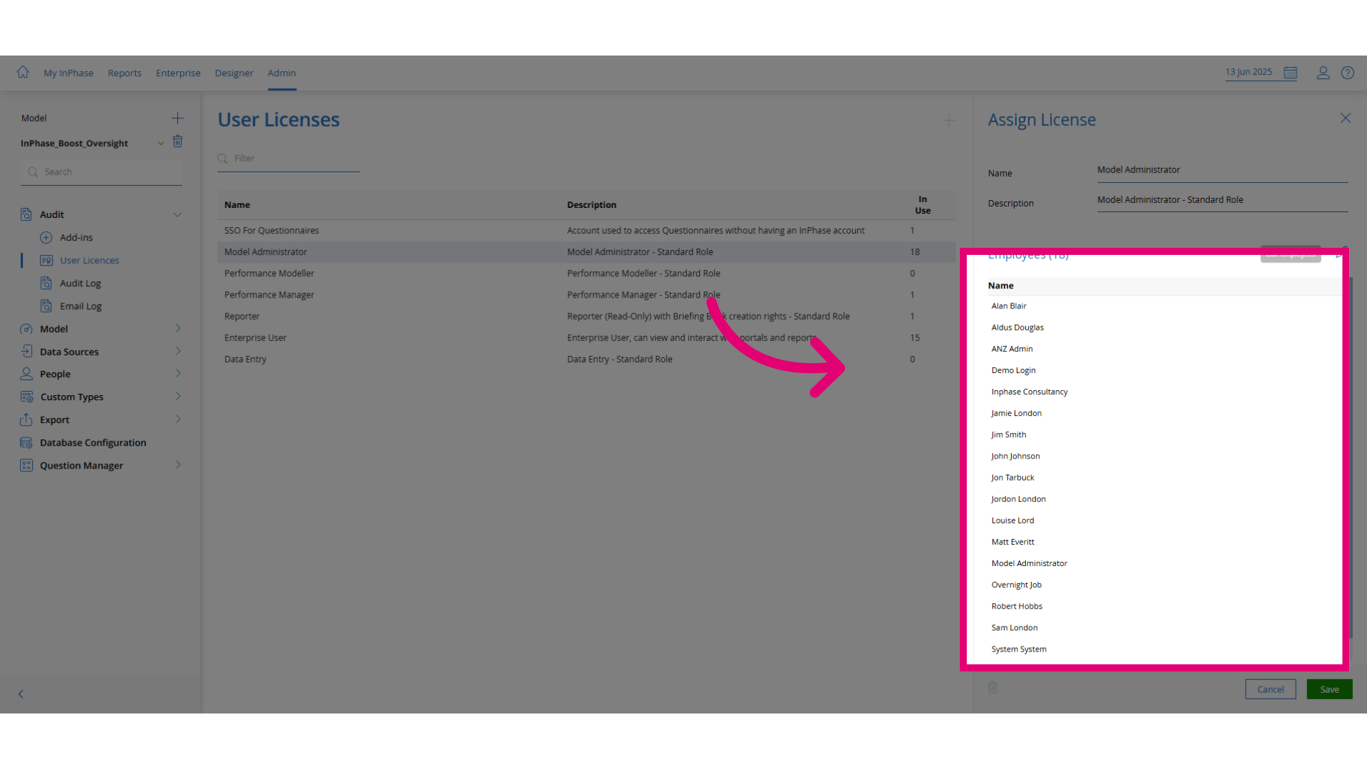 Review assigned users