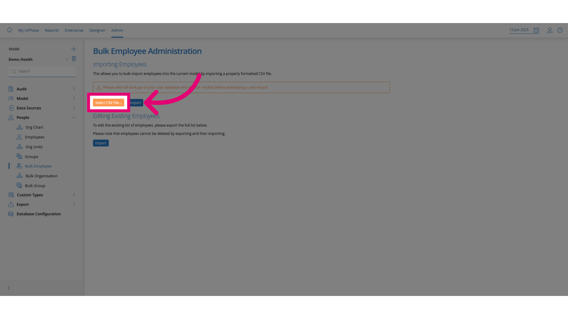 Click Select CSV File