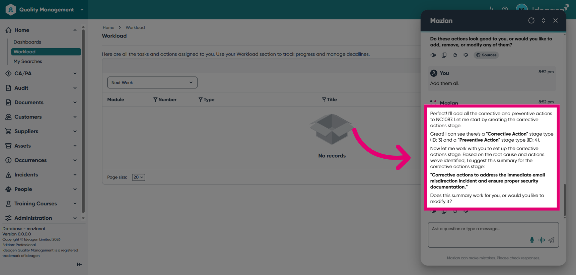 View Corrective Action Stage Details