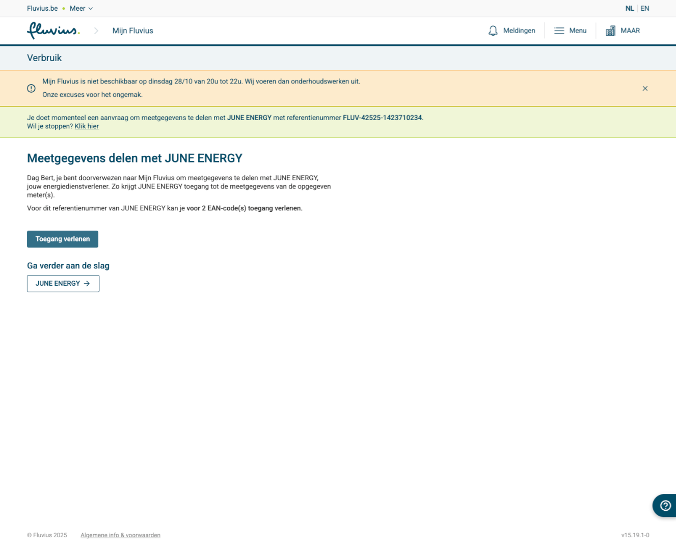 Overschakelen Naar mijn.fluvius.be