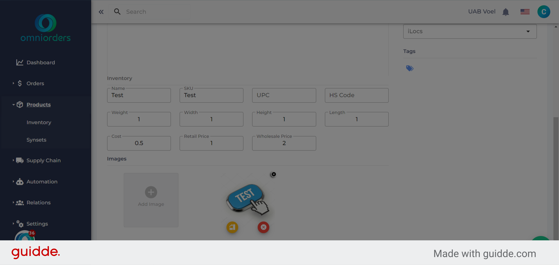 Adding first SKUs to OmniOrders : OmniOrders