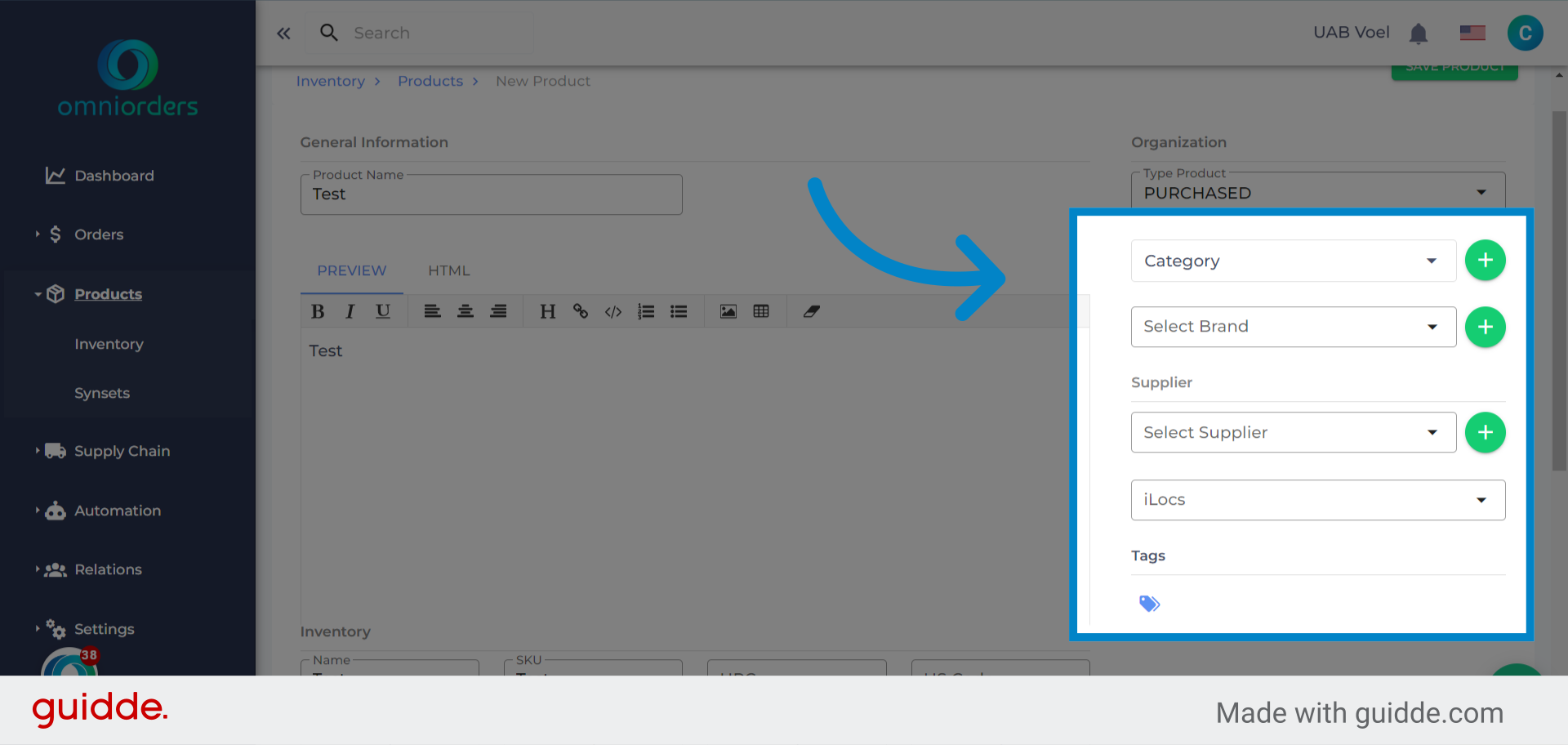 Adding first SKUs to OmniOrders : OmniOrders