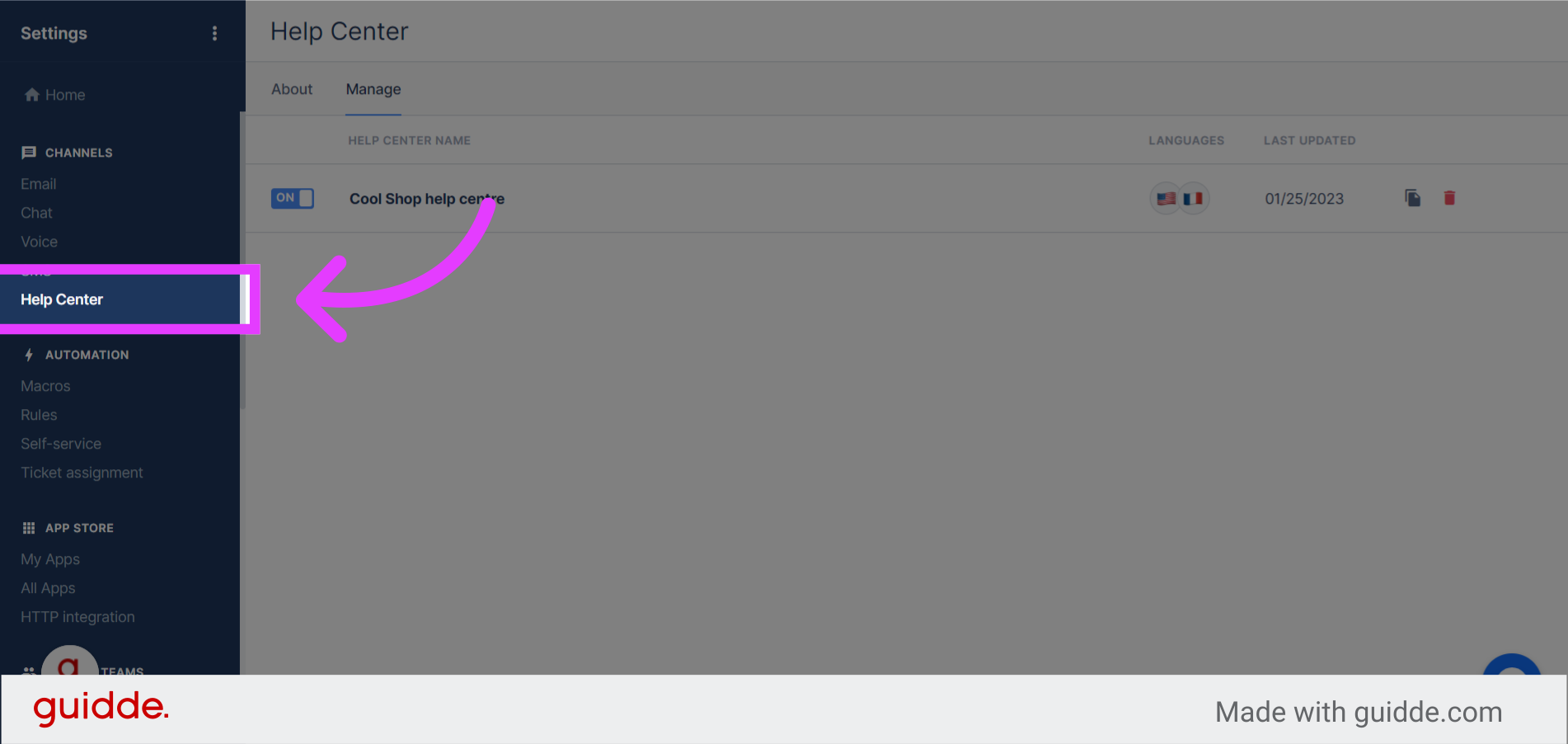 How to customize appearance of help center on Gorgias - Guidde | Gallery