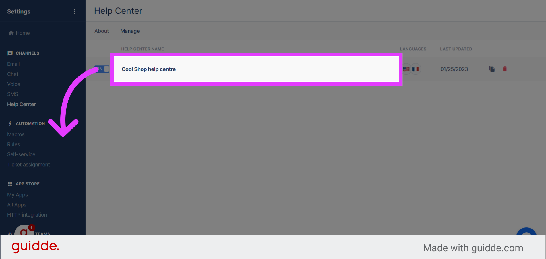 How to customize appearance of help center on Gorgias - Guidde | Gallery