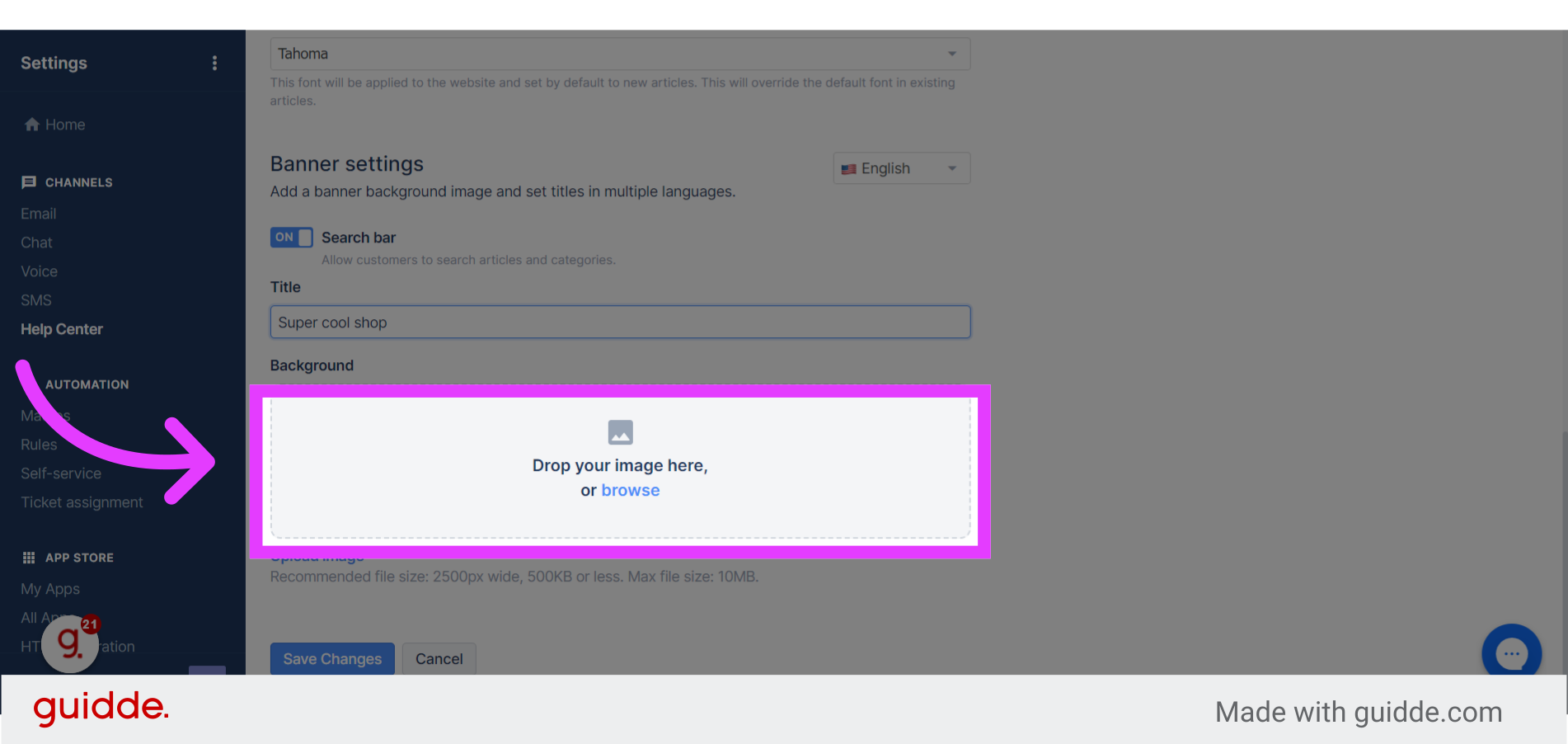 How to customize appearance of help center on Gorgias - Guidde | Gallery