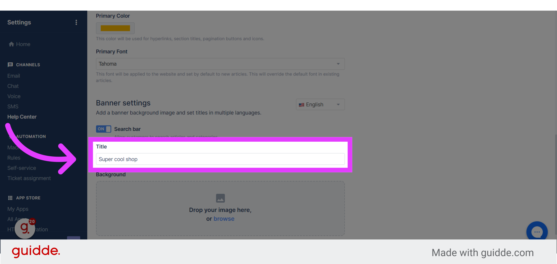 How to customize appearance of help center on Gorgias - Guidde | Gallery