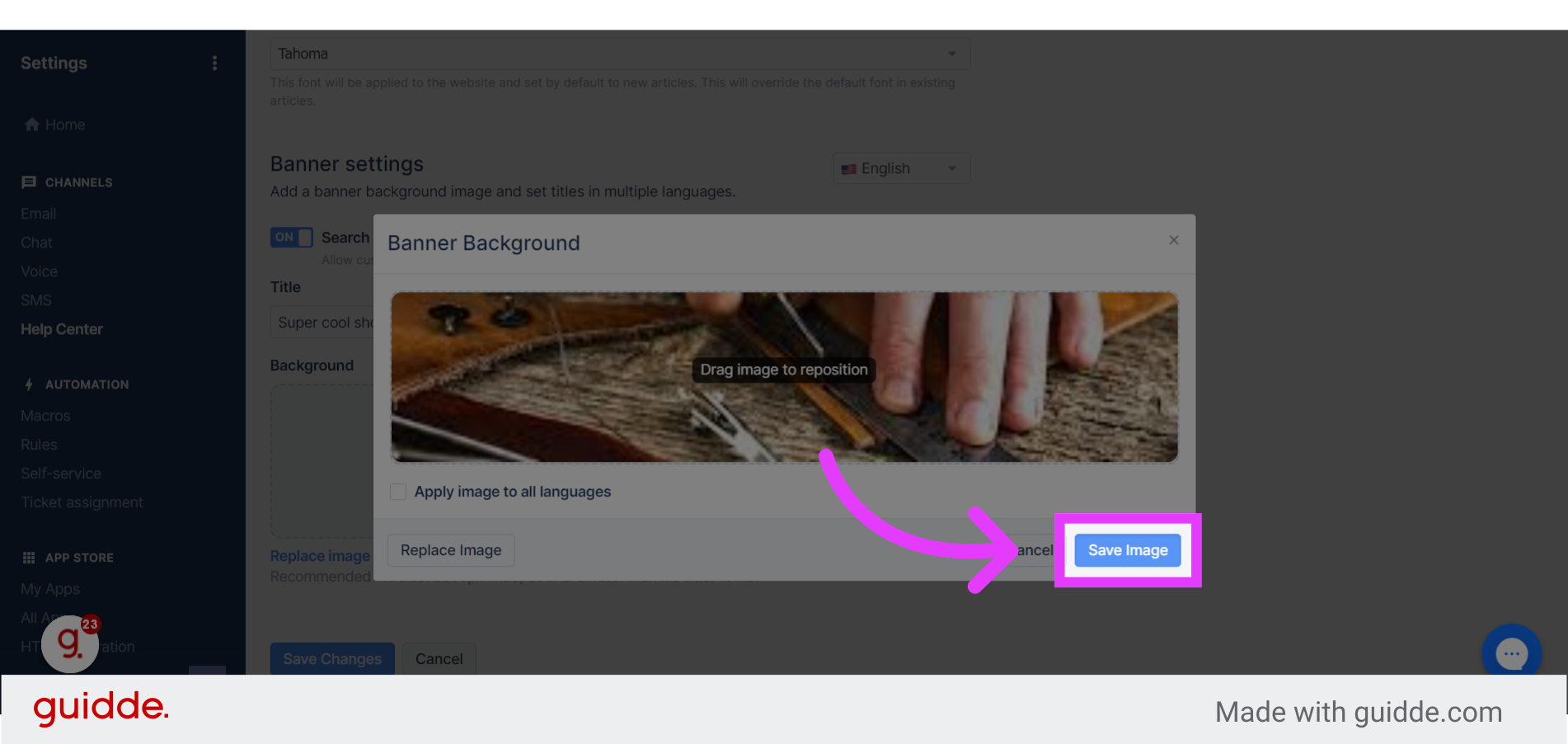 How to customize appearance of help center on Gorgias - Guidde | Gallery