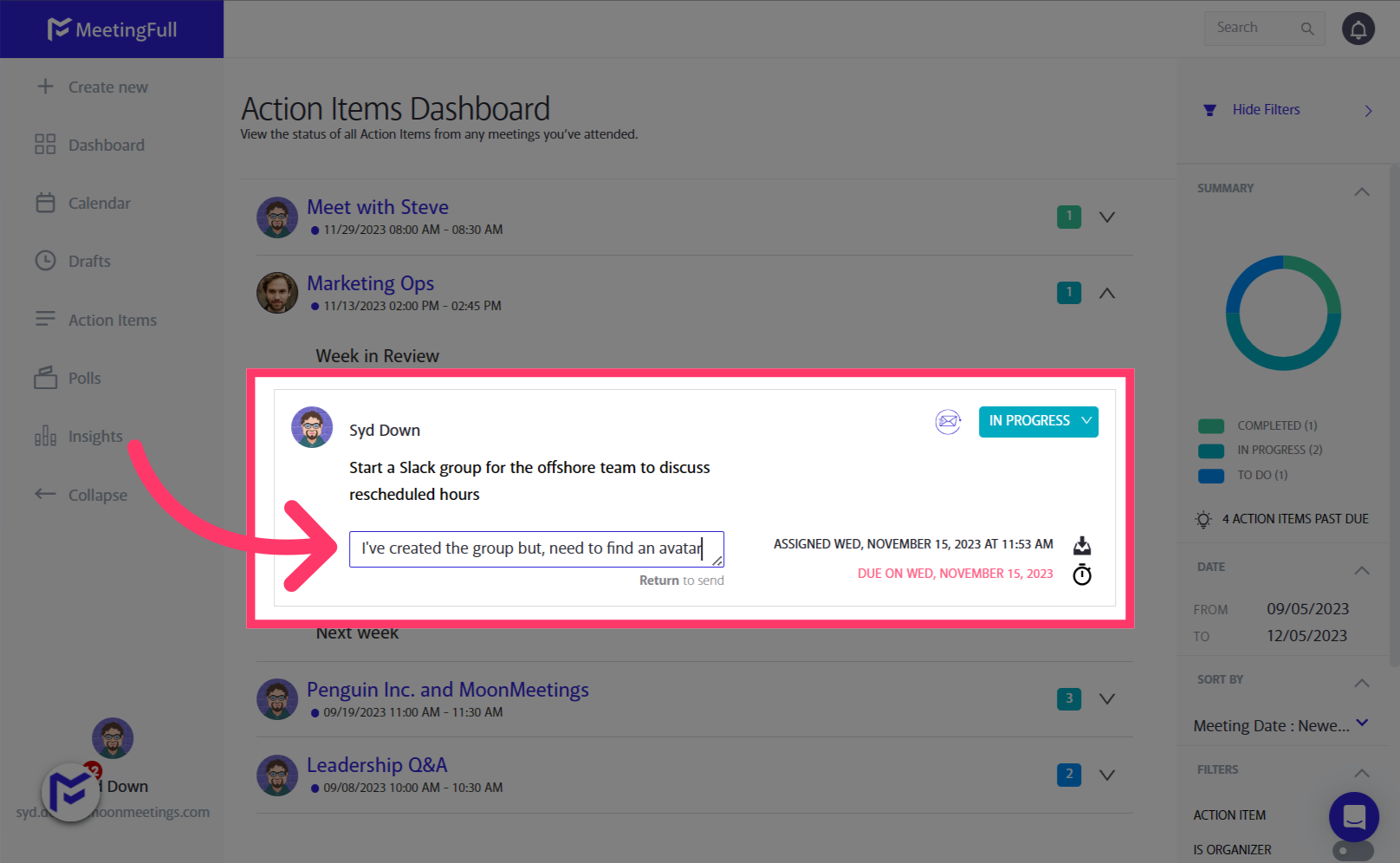 MeetingFull User Guides | User Guide - Action Items Dashboard