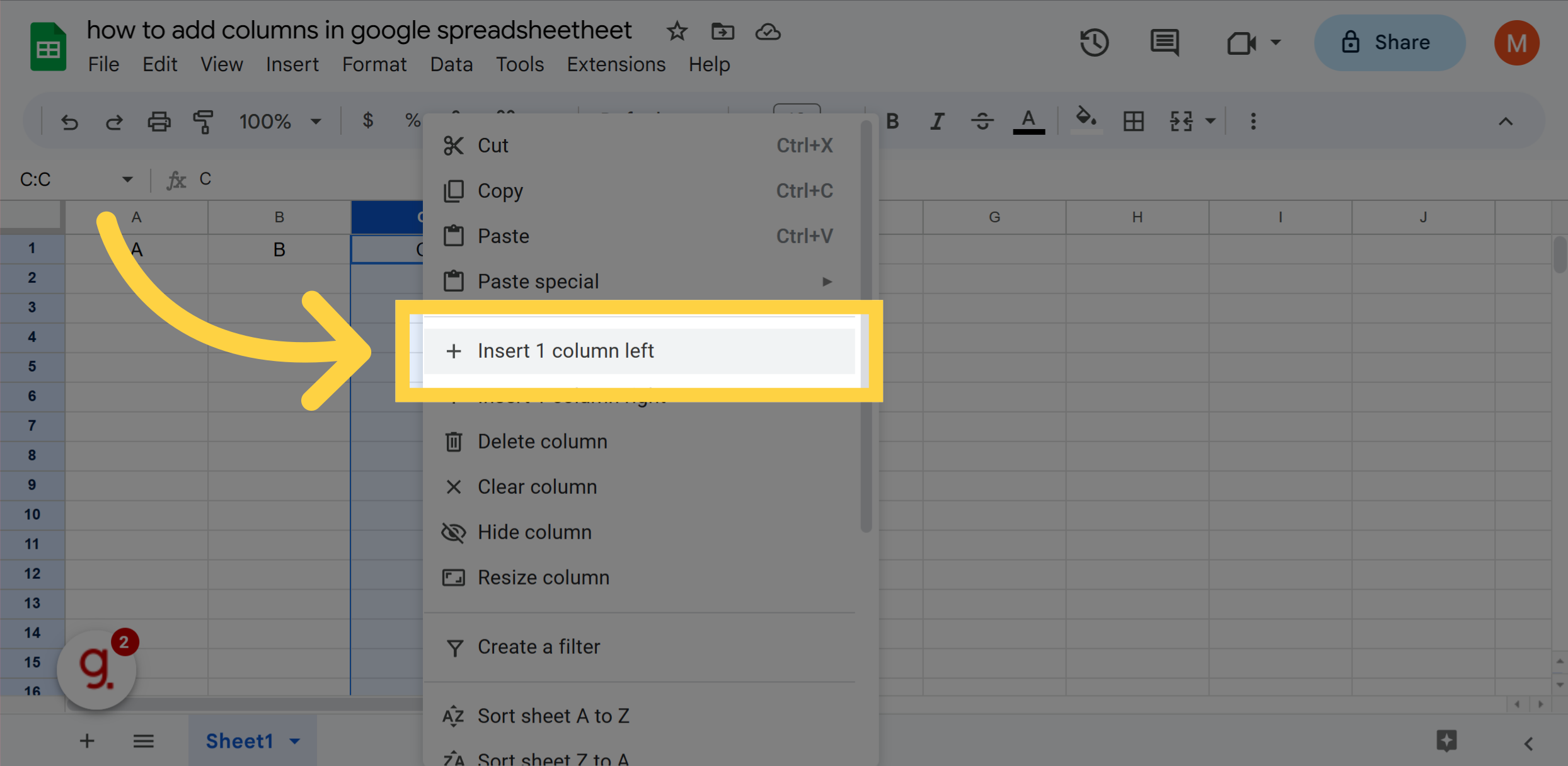 How to add columns in google sheet - Guidde | Gallery