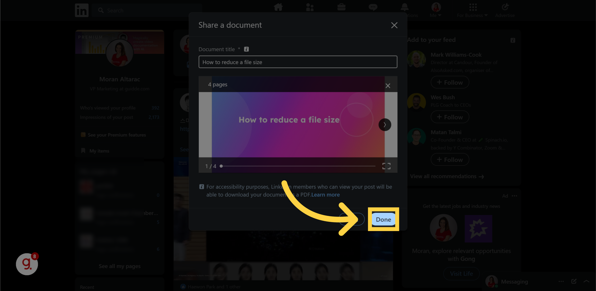 How to post a carousel on linkedin - Guidde | Gallery