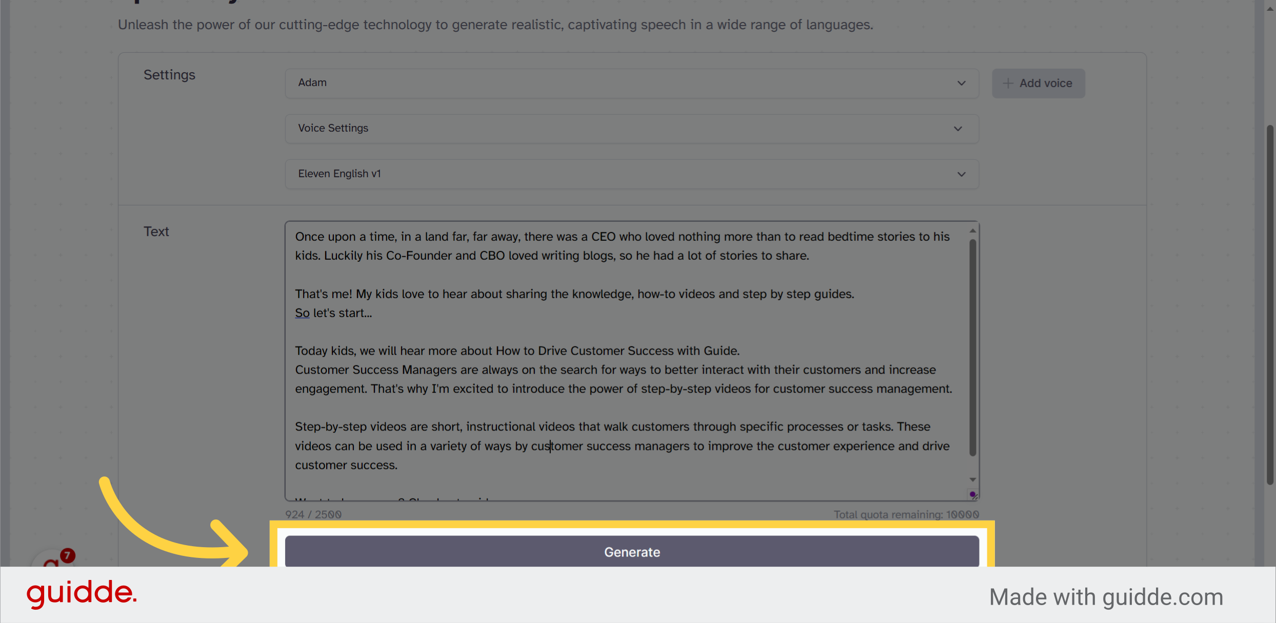 Free Ai Voice Generator With Elevenlabs Guidde Gallery Free Ai Voice Generator With Elevenlabs Guidde Gallery