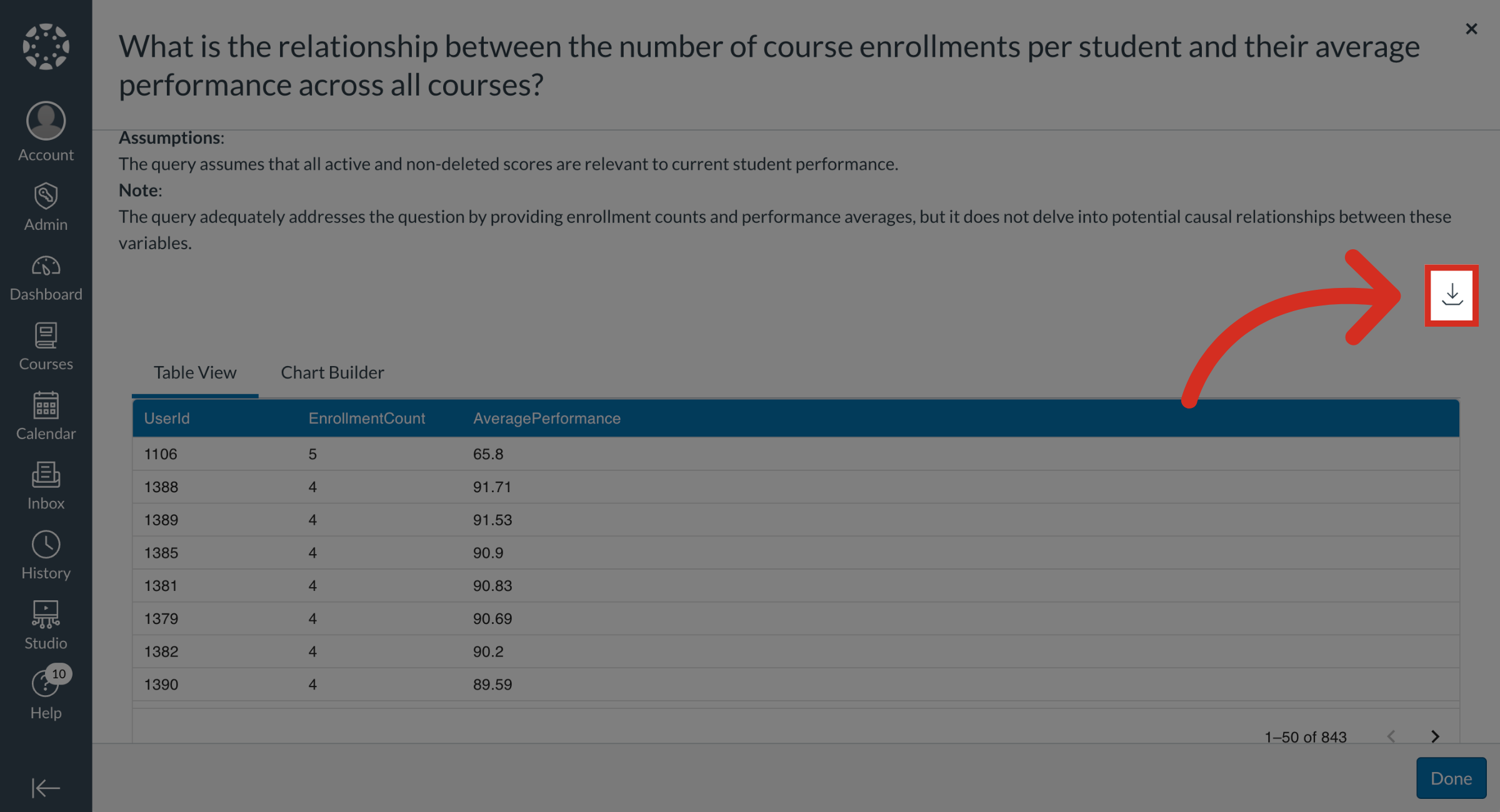 How do I view and download the results set in Ask Your Data ...