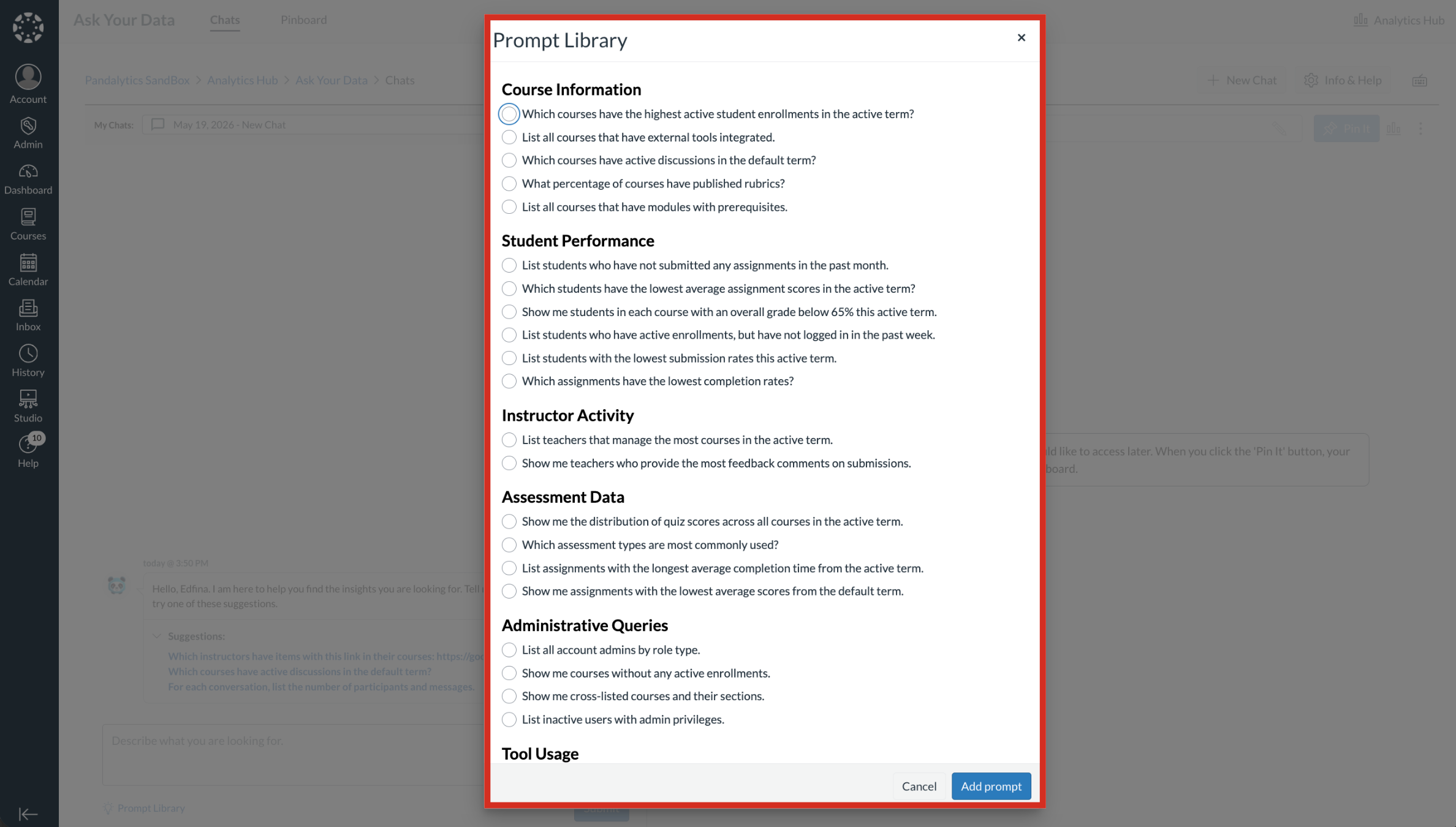 Promptly. Available What prompts are available in the Prompt Library? - Instructure Community