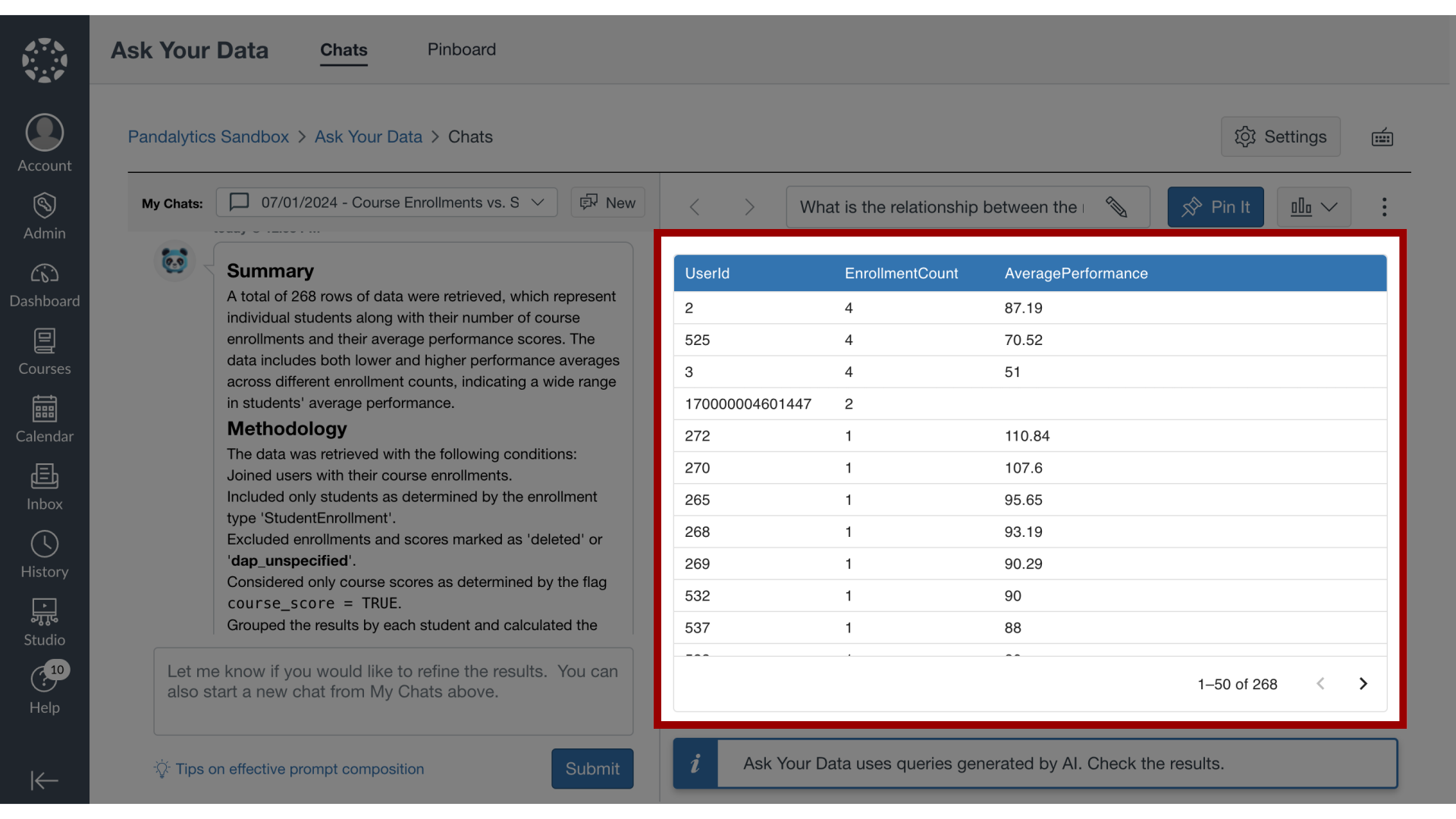 How do I utilize the AI for Ask Your Data? - Instructure Community - 608454