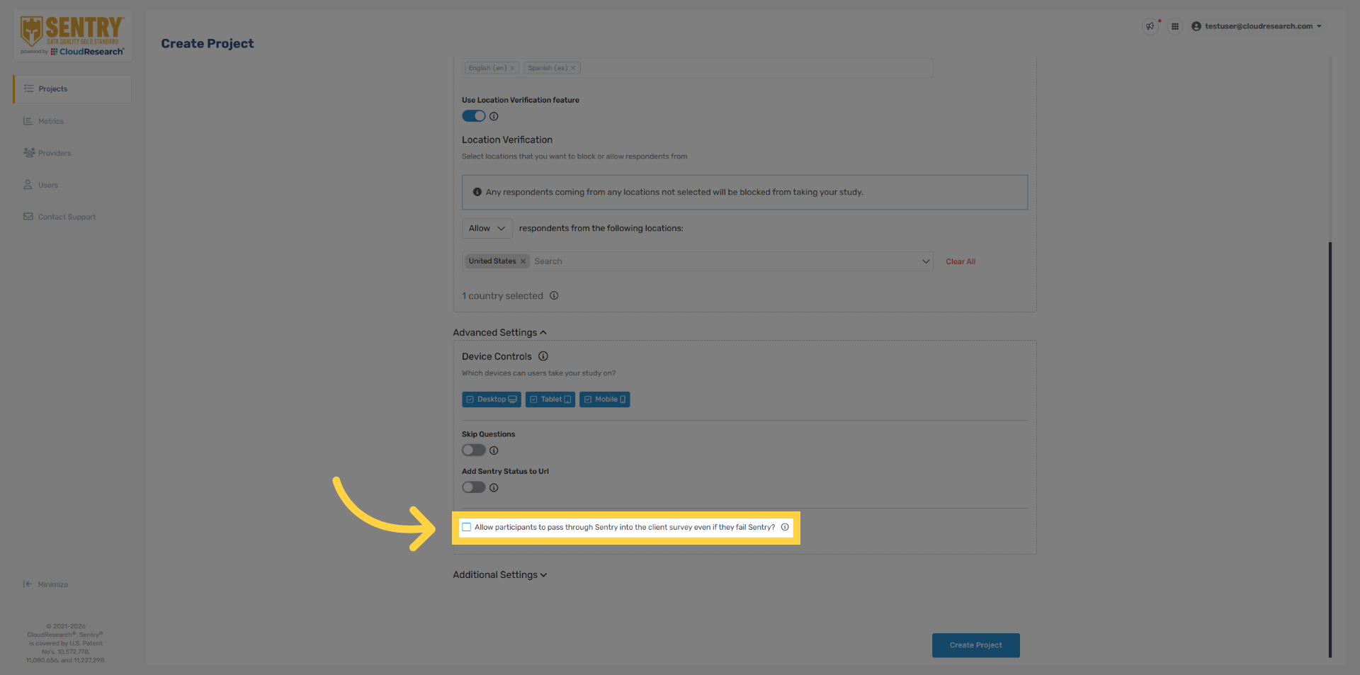 Sentry Project Creation Page – Sentry