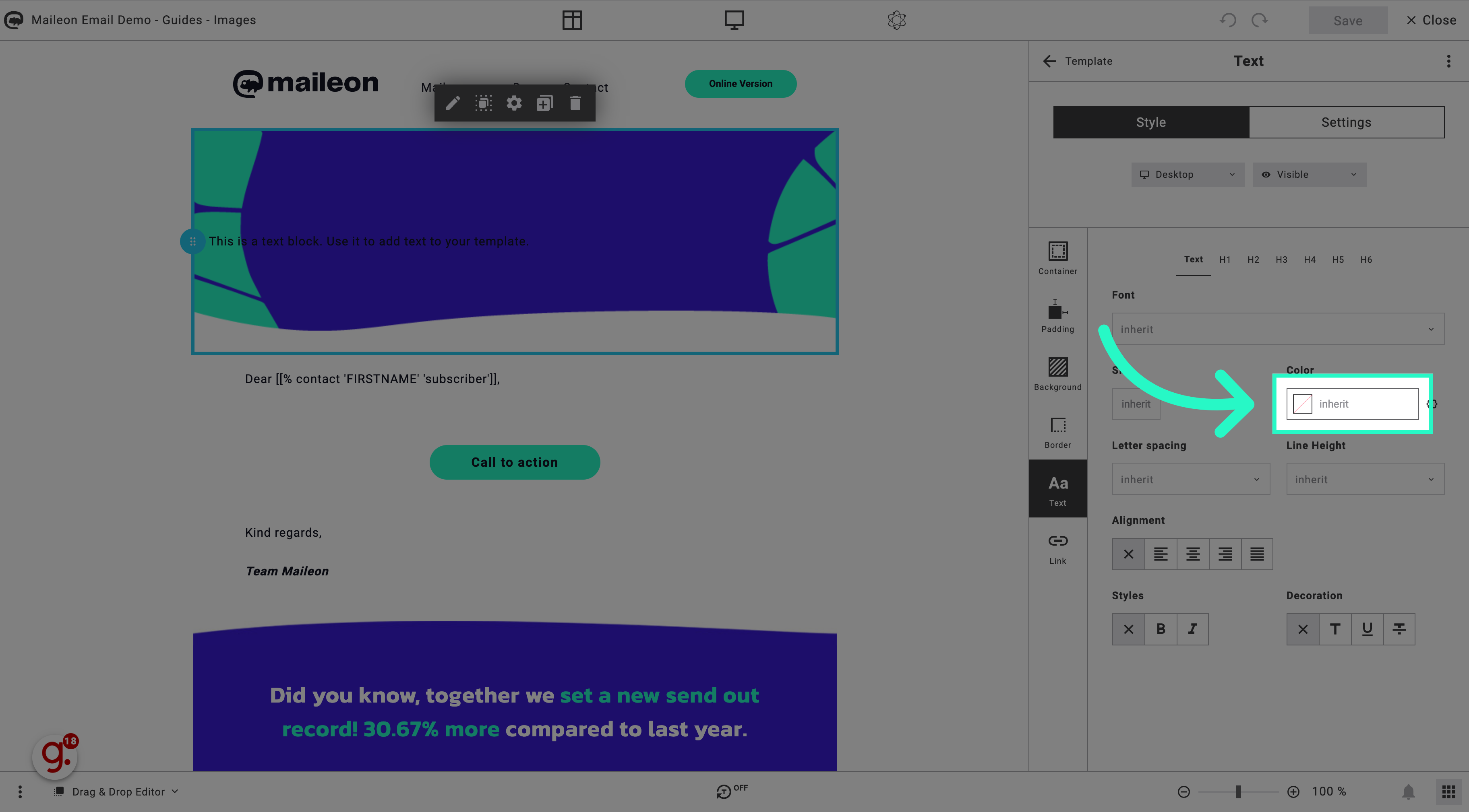 ️ How to add a background to a text element in your email? : Maileon ...