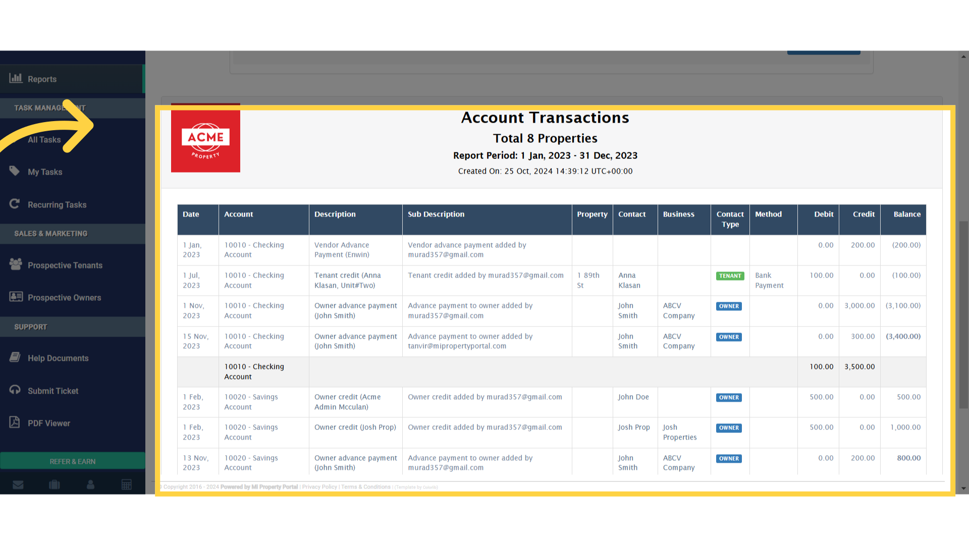 How to Generate an Account Transactions Report? - Mi Property Portal ...