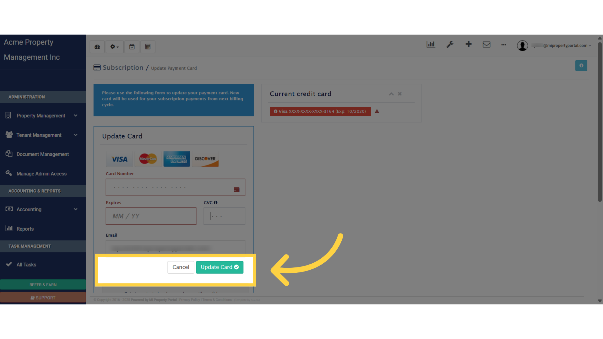 How to Add or Update Credit Card for Subscription - Mi Property Portal ...