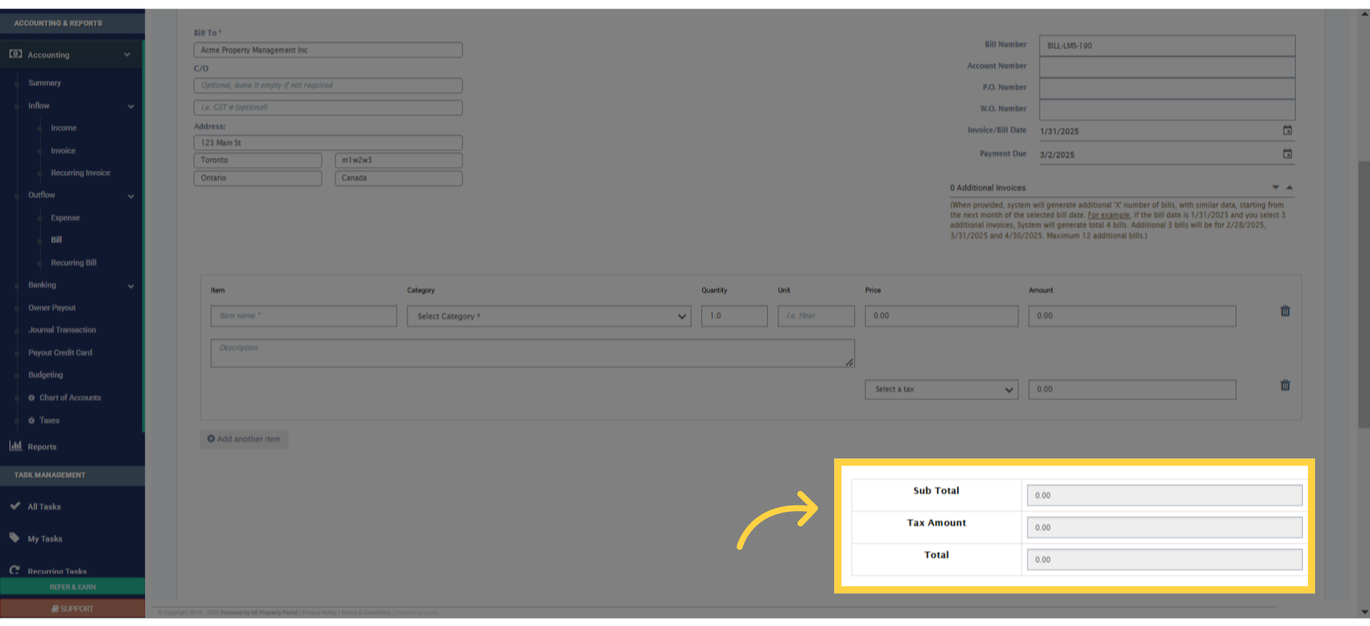 How to Create a Bill? - Mi Property Portal Help Center