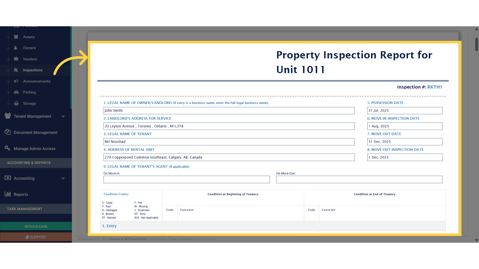 How to Create Move-in or Move-out Inspection? - Mi Property Portal Help ...