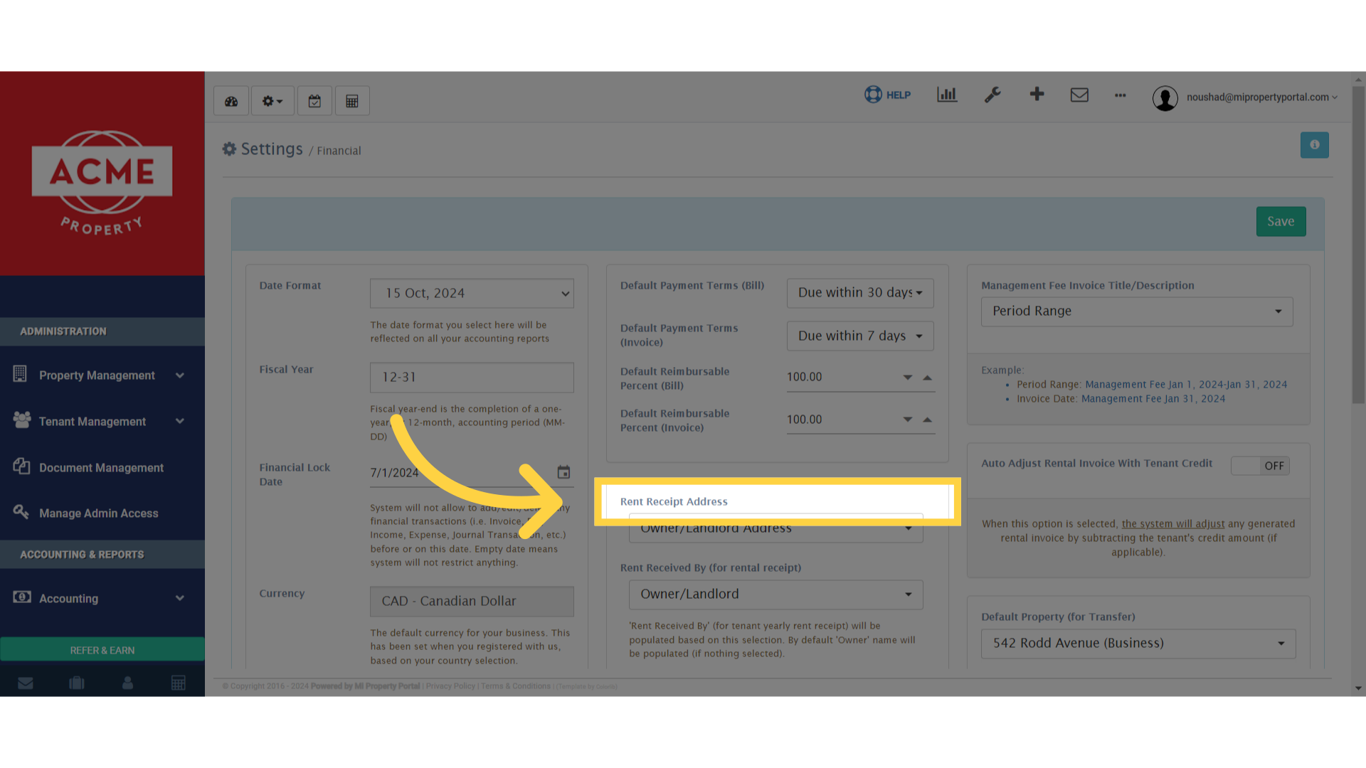 How to Set a Rent Receipt with an Option to Choose Address? - Mi ...