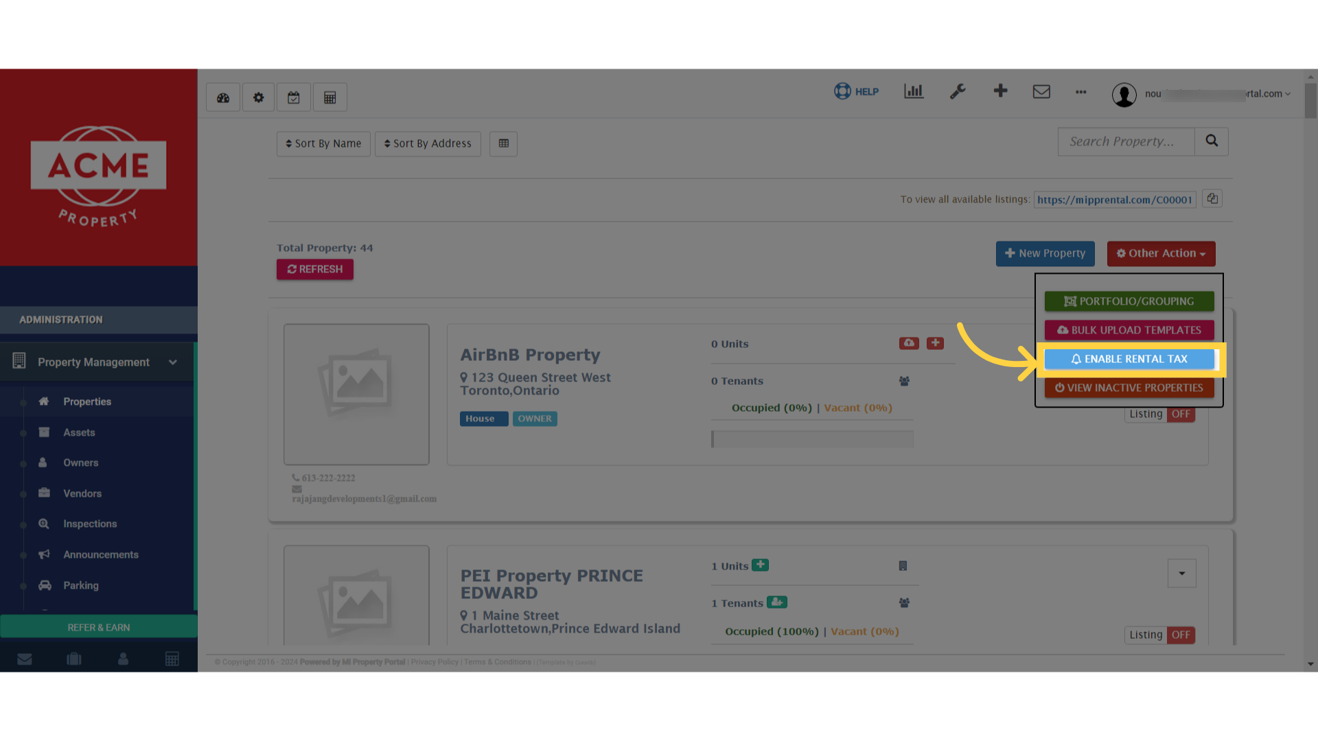 How to Enable Rental Tax for Commercial Property - Mi Property Portal ...