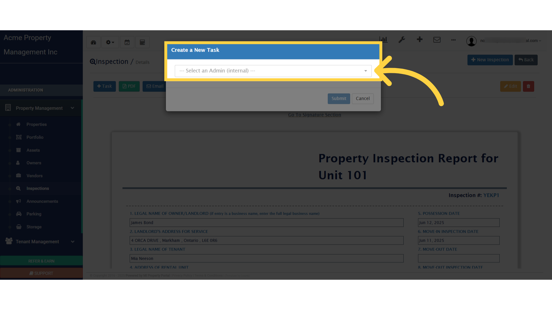 How to Create a task from an Inspection (inspection details view ...