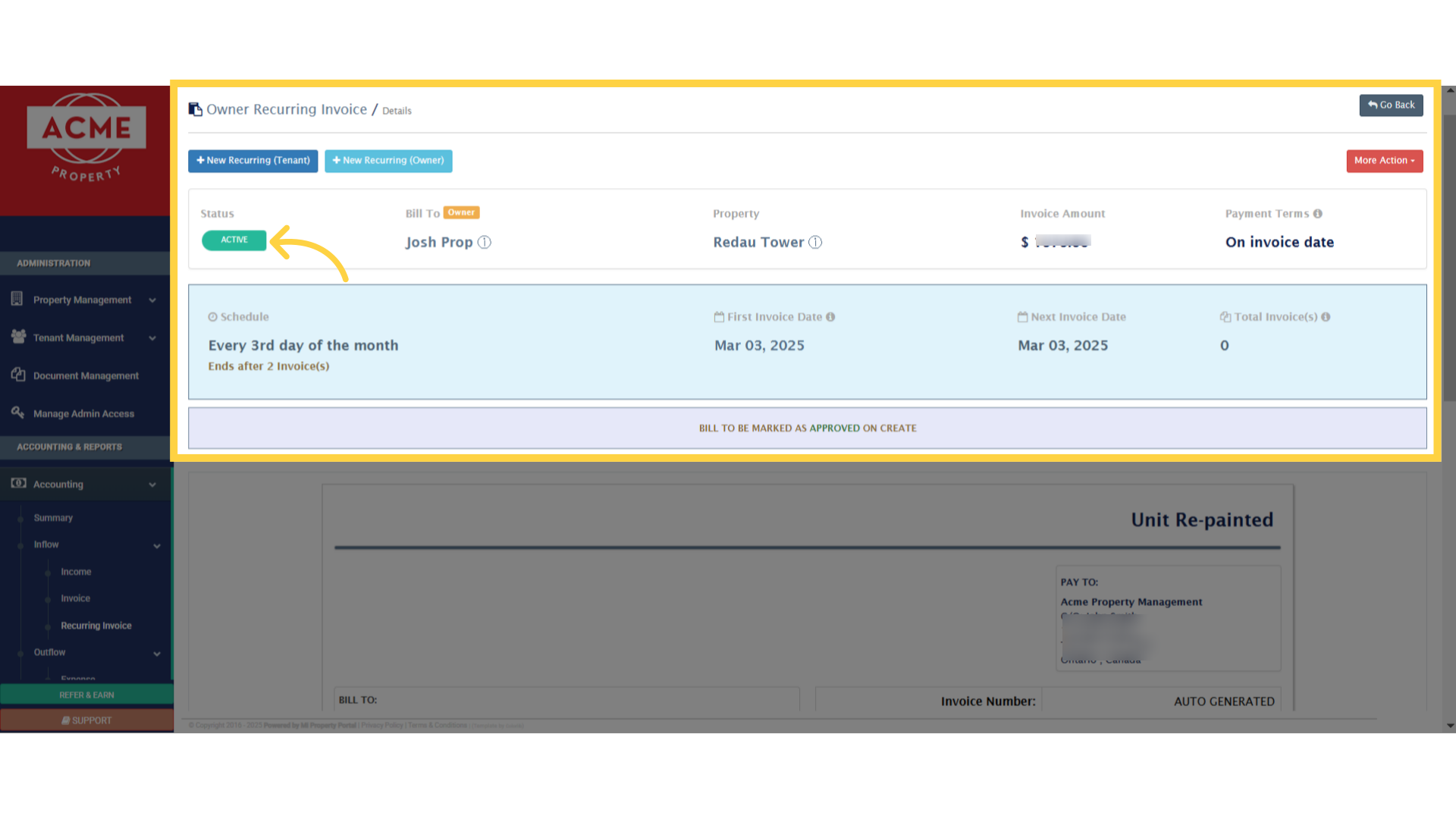 How to add Recurring Invoice for Owner? - Mi Property Portal Help Center