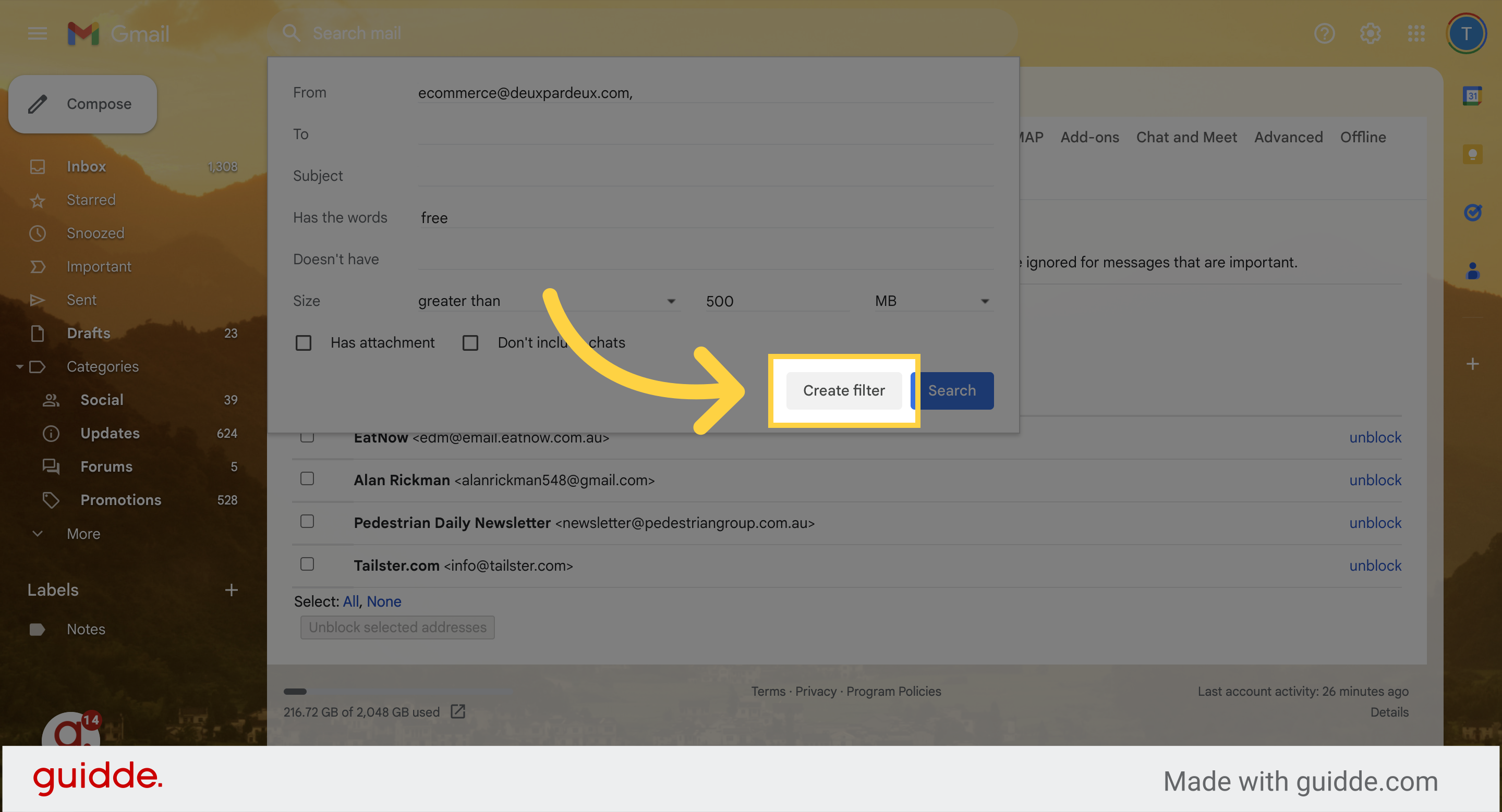 How to create a filter in Gmail - Guidde | Gallery