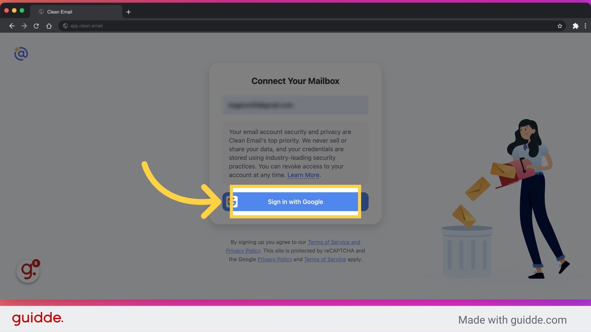 How to sign up for Clean Email - Guidde | Gallery
