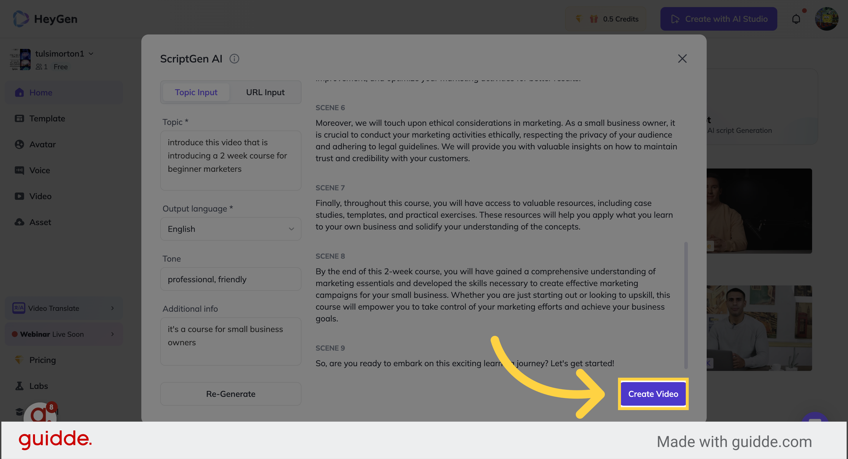 How to generate a script with HeyGen's AI? - Guidde | Gallery